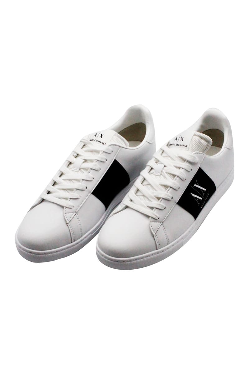 Armani Collezioni Sneaker In Soft Leather With Logo On The Side And On The Tongue. Closure With Laces In White