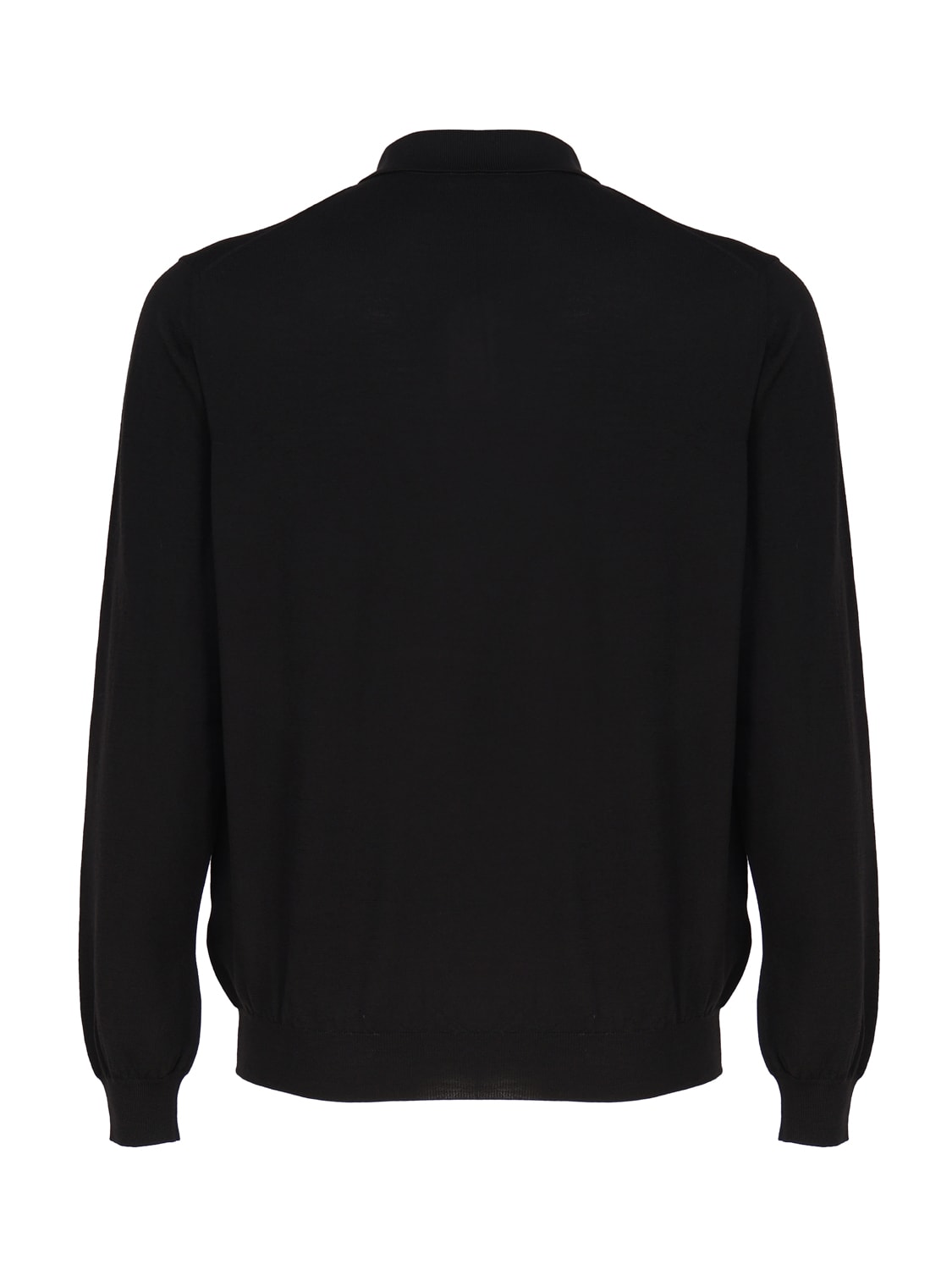 Shop Malo Long-sleeved Polo Shirt In Black