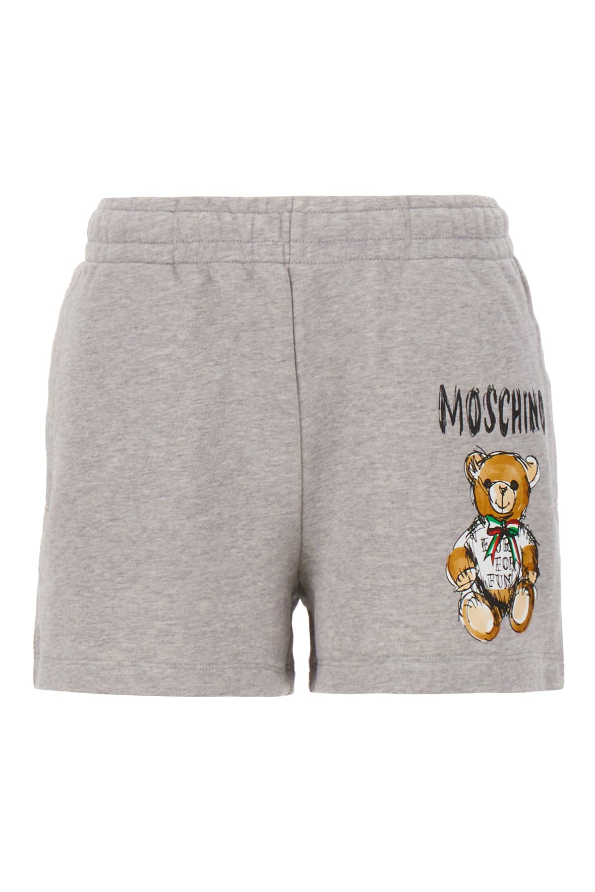 Moschino Melange Grey Cotton Shorts In Grigio