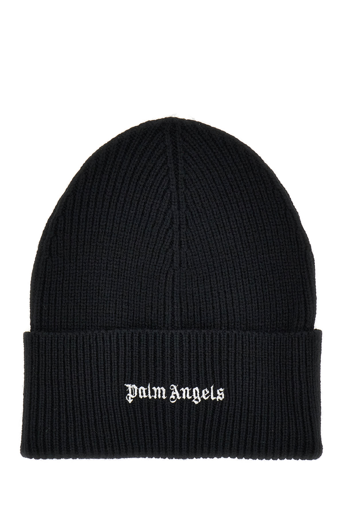 Shop Palm Angels Black Wool Blend Beanie Hat In 1001