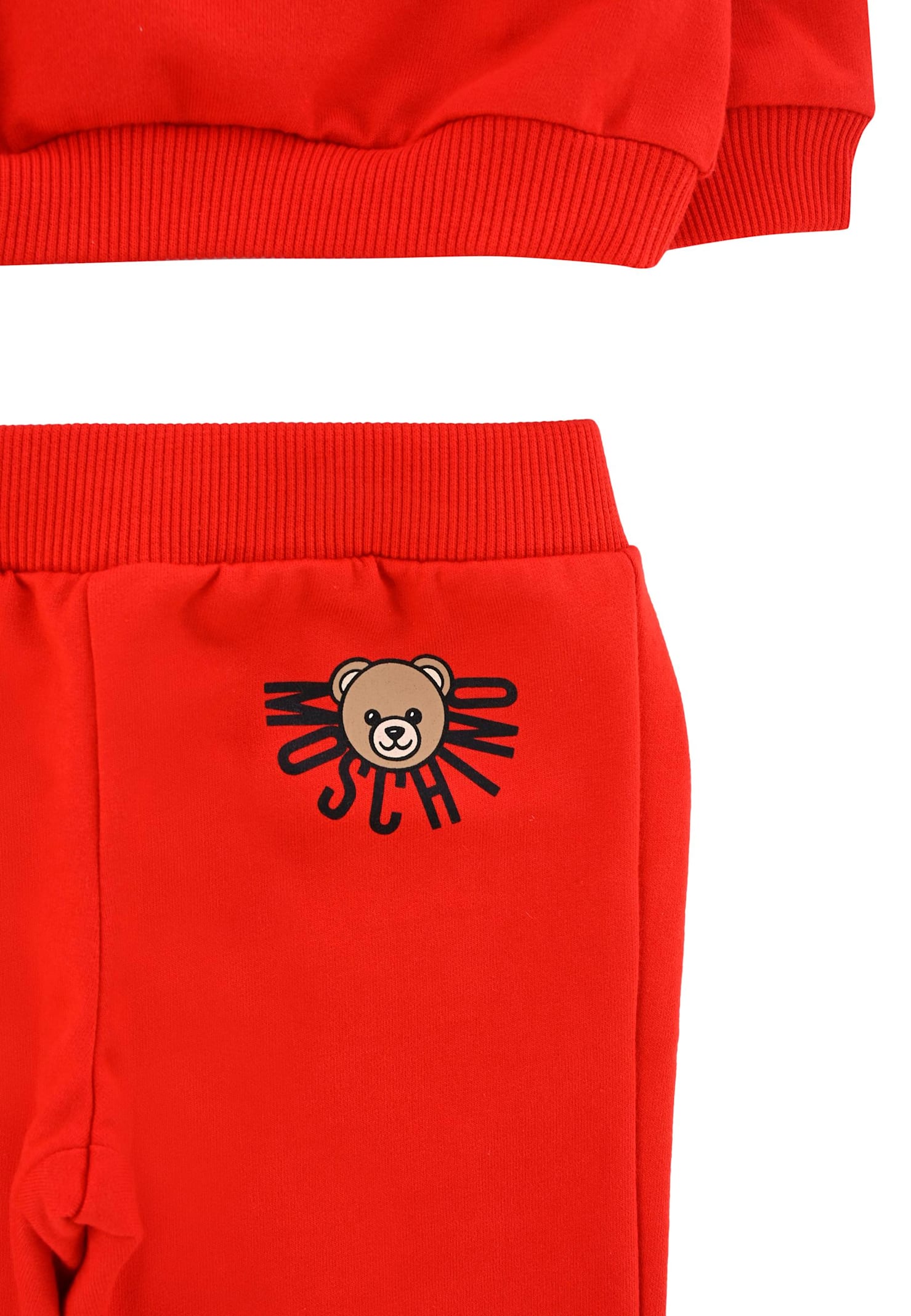 Moschino Red Suit For Babykids With Tedy Bear In Red