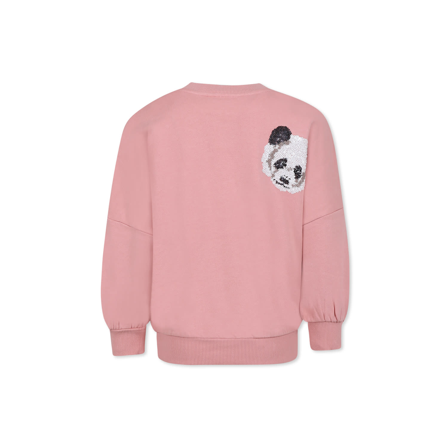 Molo Pink Sweatshirt For Girl With Panda In Pink