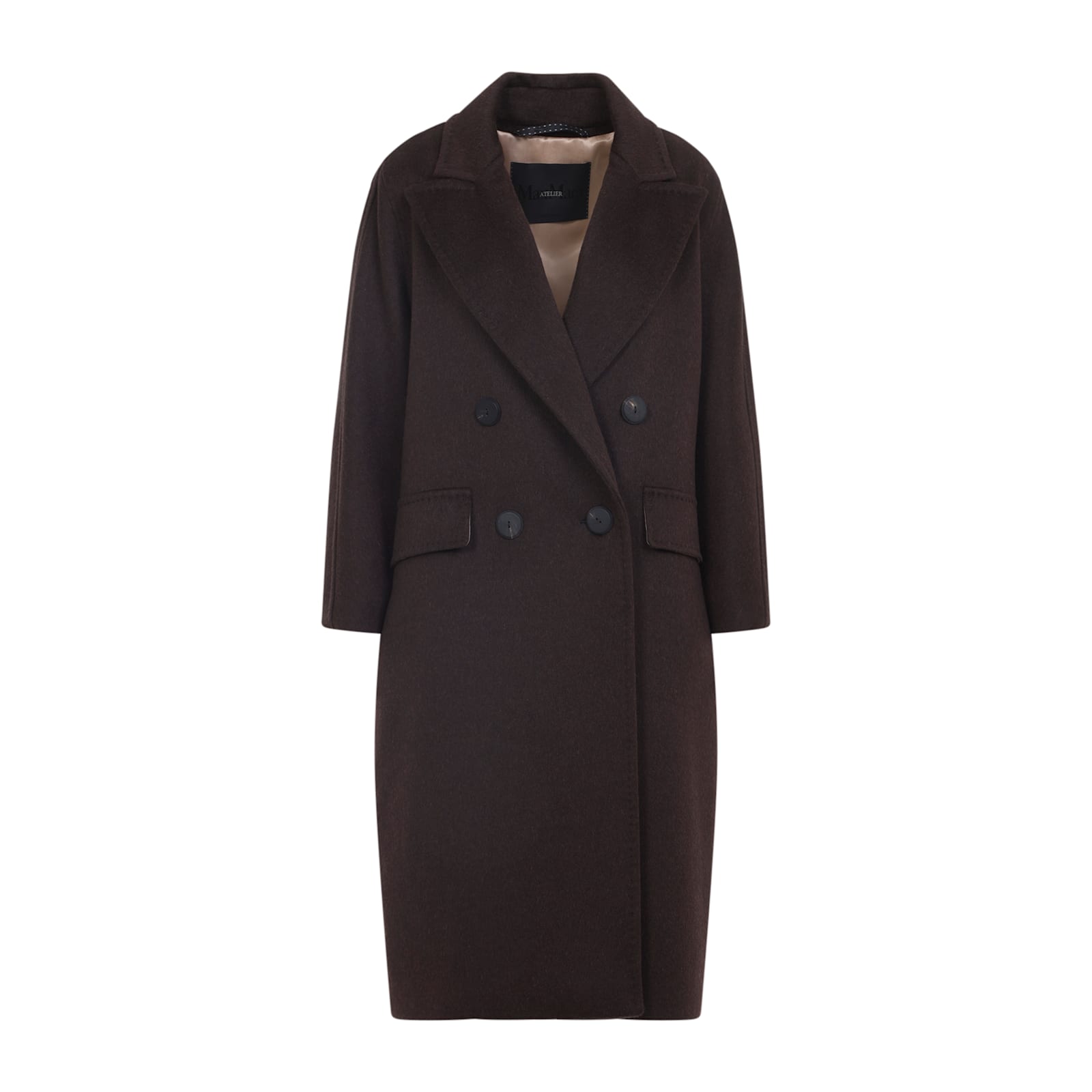 Max Mara Oversized Double Breasted Cashmere Coat In Brown