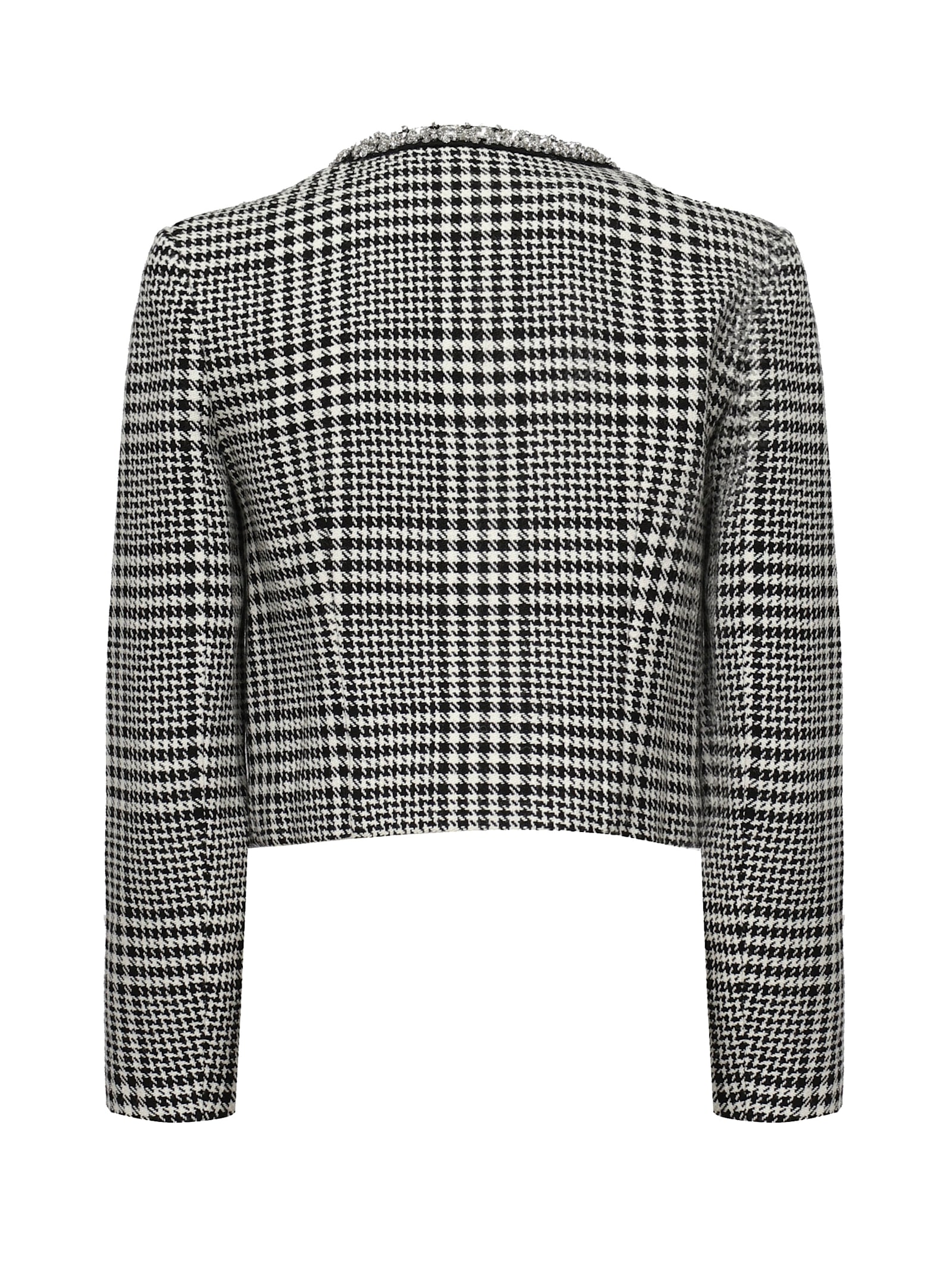 Self-portrait Houndstooth Wool Blend Jacket In Gray