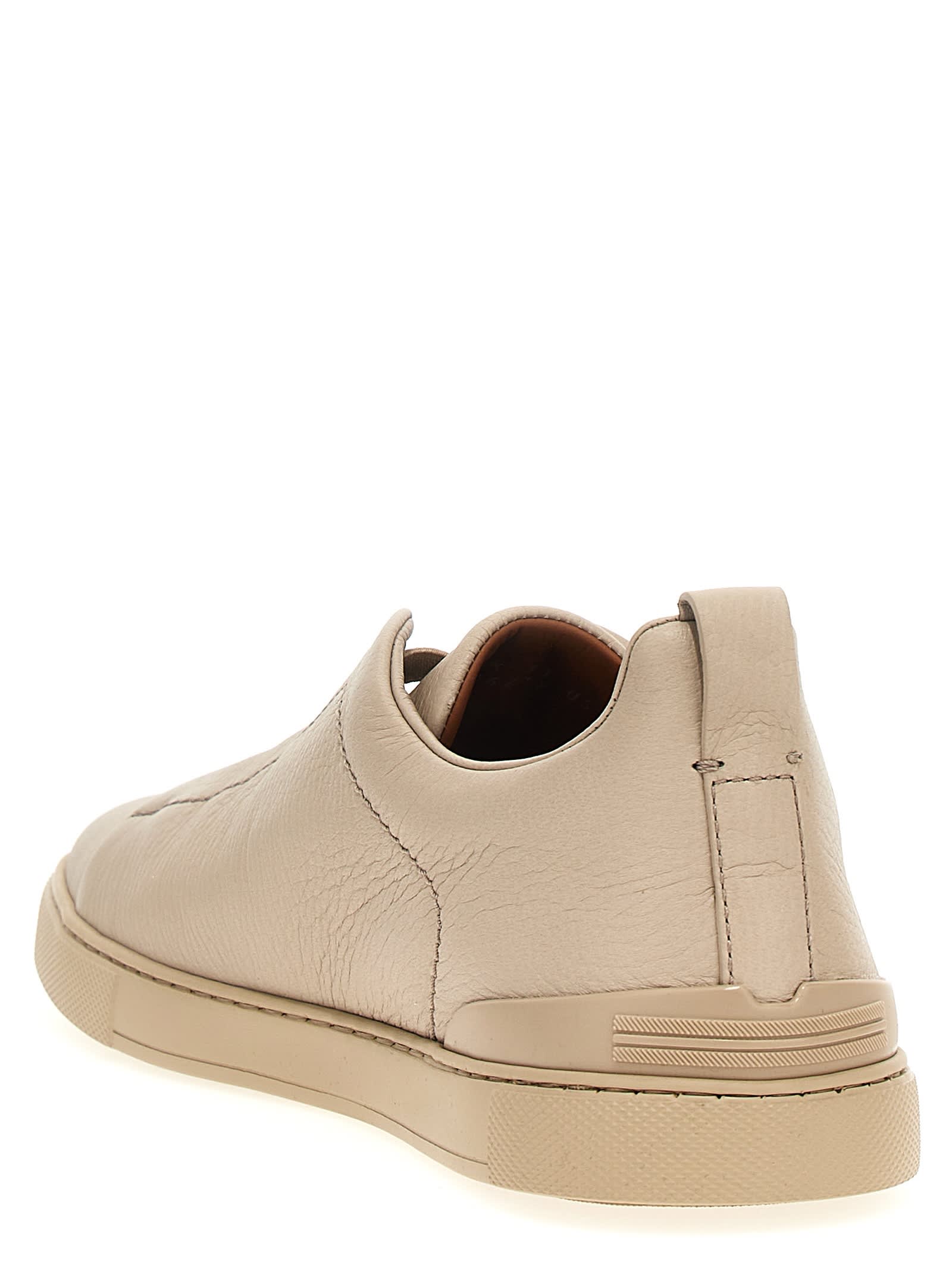 Shop Zegna Triple Stitch Sneakers In Beige