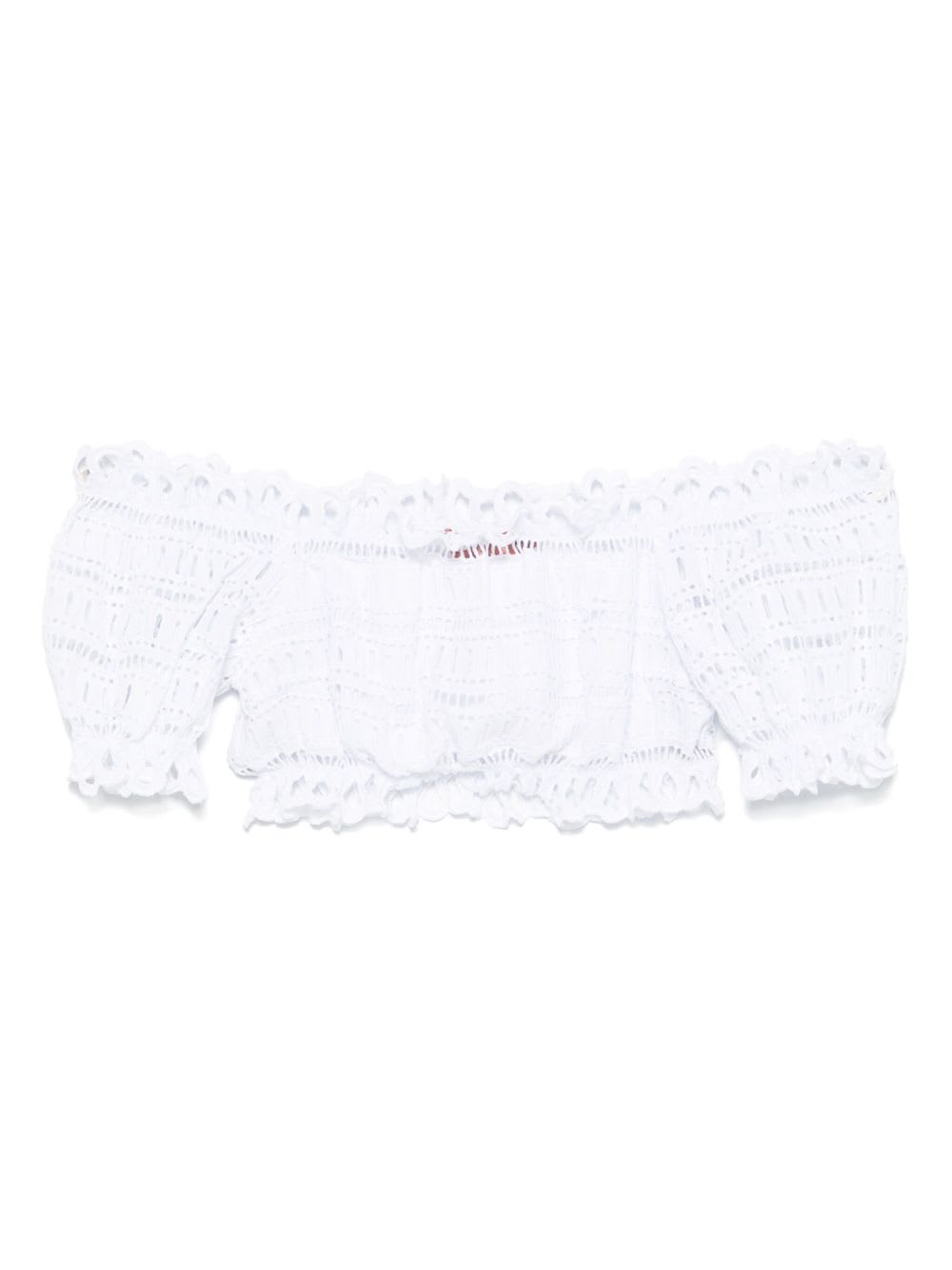 Ermanno Scervino Lace Cotton Cropped Top With Off-the-shoulder Design In White
