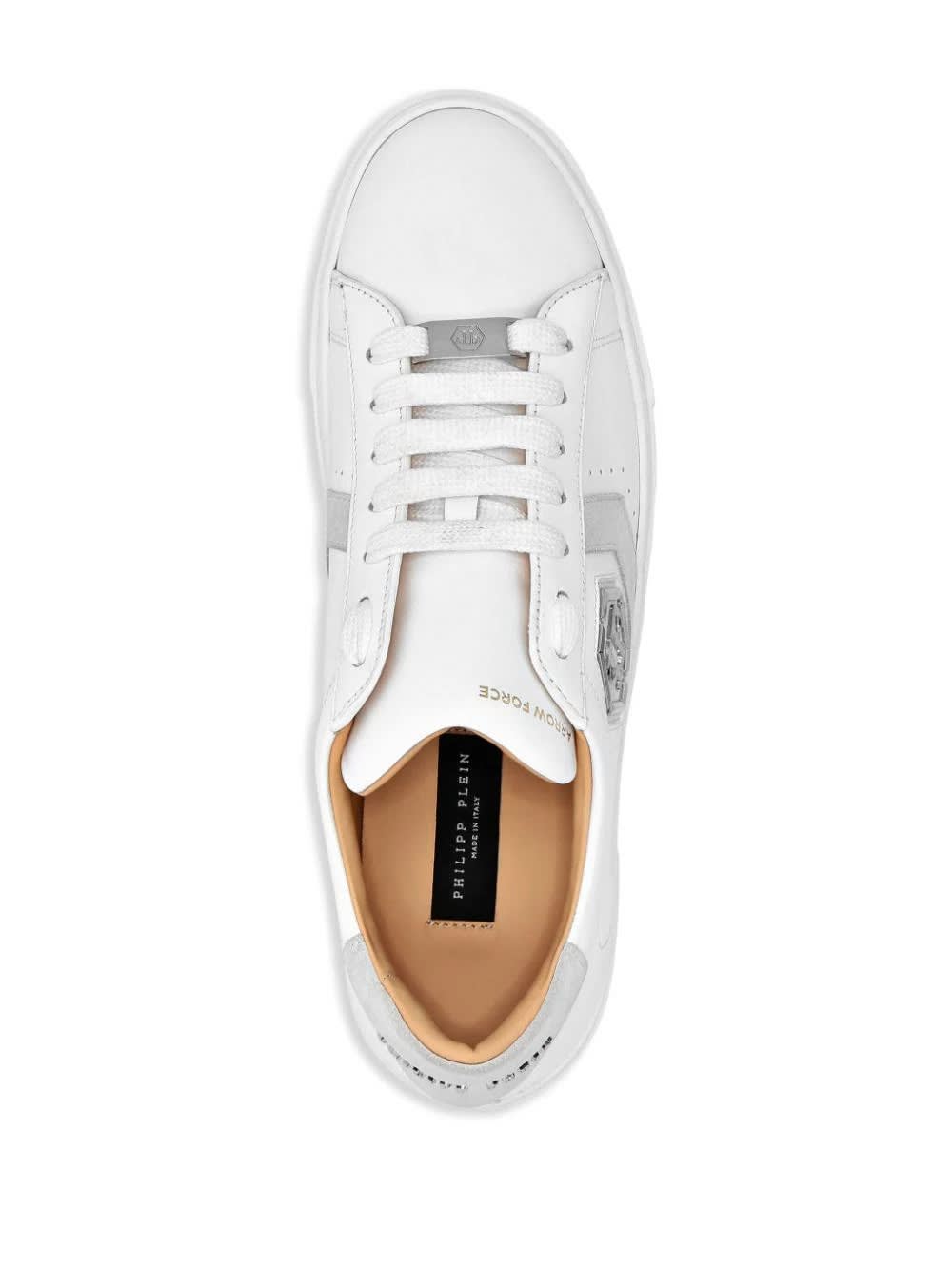 Shop Philipp Plein Low-top Leather Arrow Force Sneakers In White