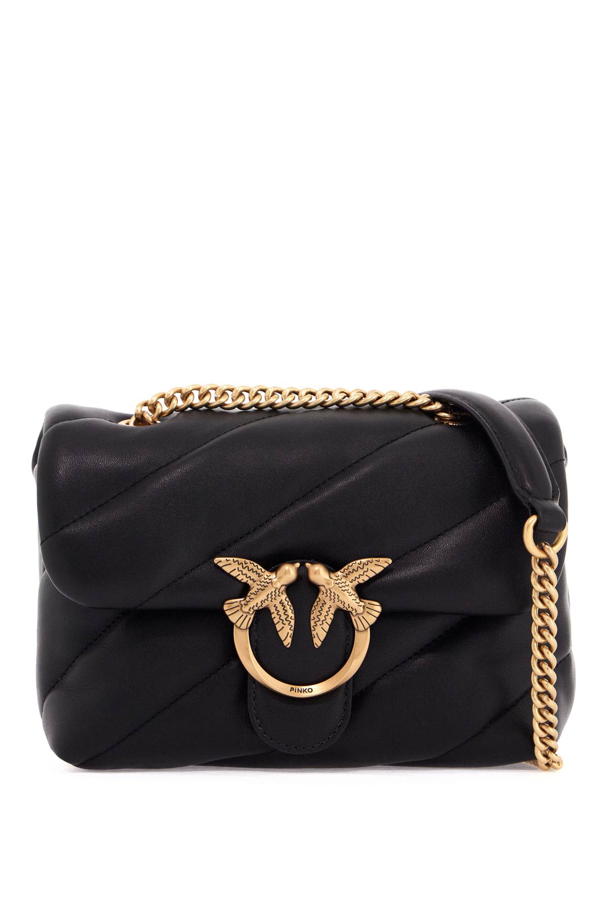 Shop Pinko Love Mini Puff Maxi Quilt Bag In Nero-antique Gold (black)