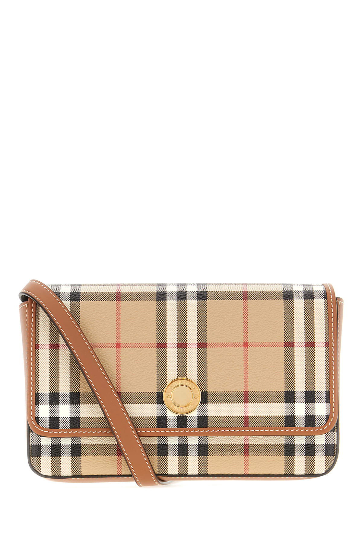 Shop Burberry Printed Leather Hampshire Crossbody Bag In Archive Beige