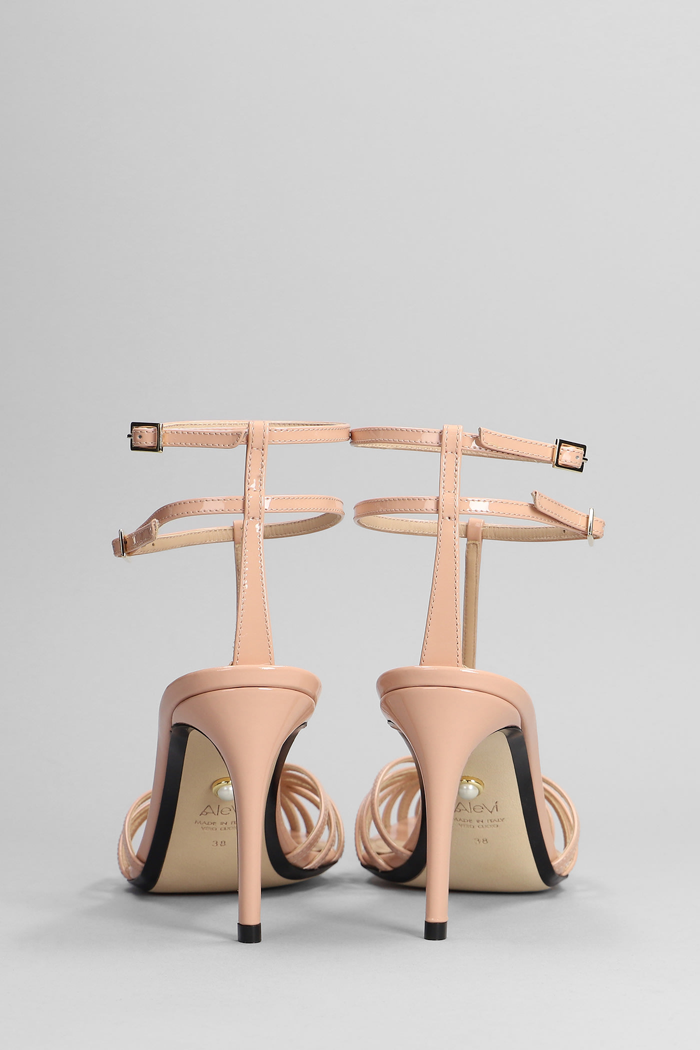 Shop Alevì Anna 80 Sandals In Powder Patent Leather