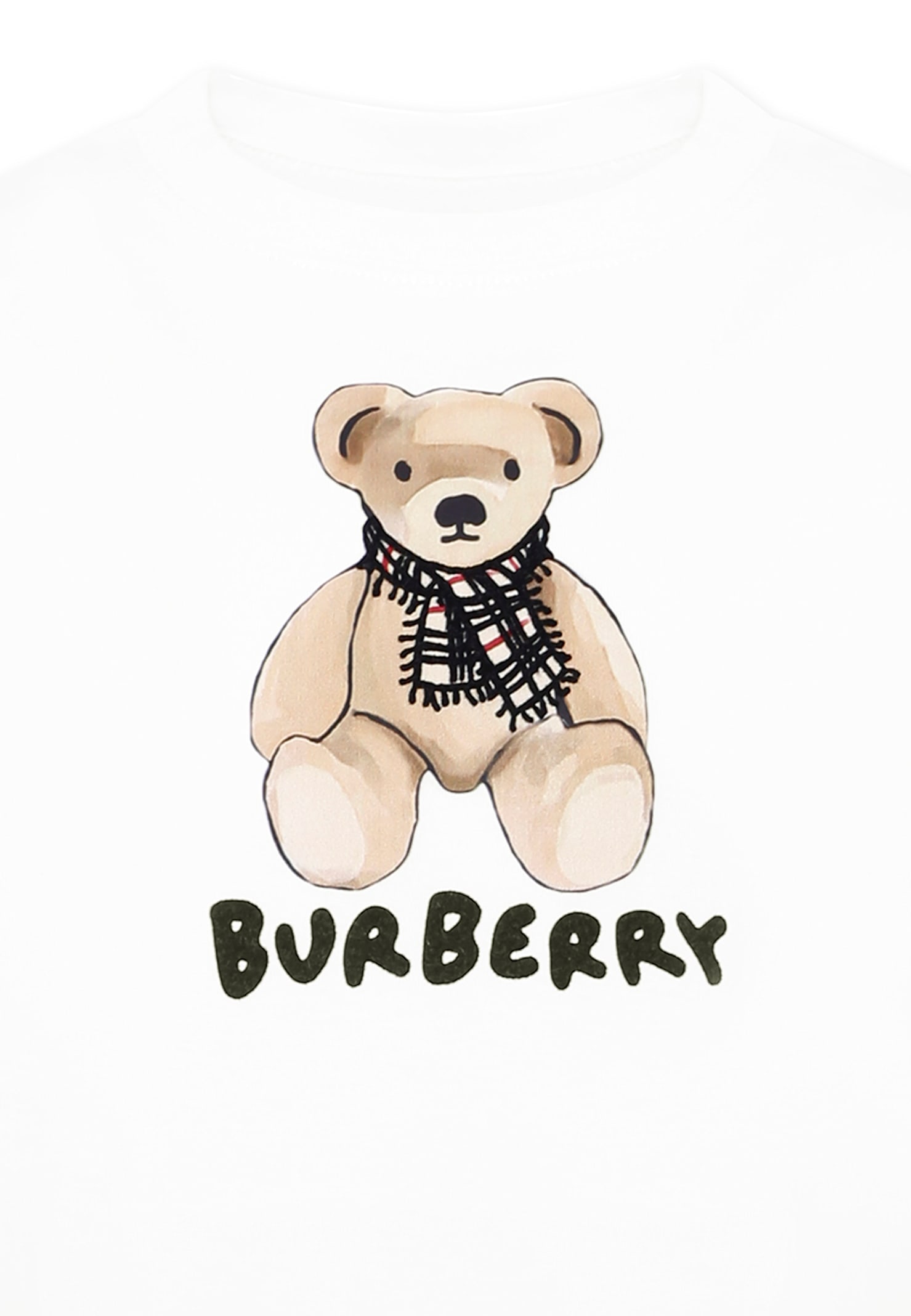 Burberry White T-shirt For Kids With Teddy Bear In White