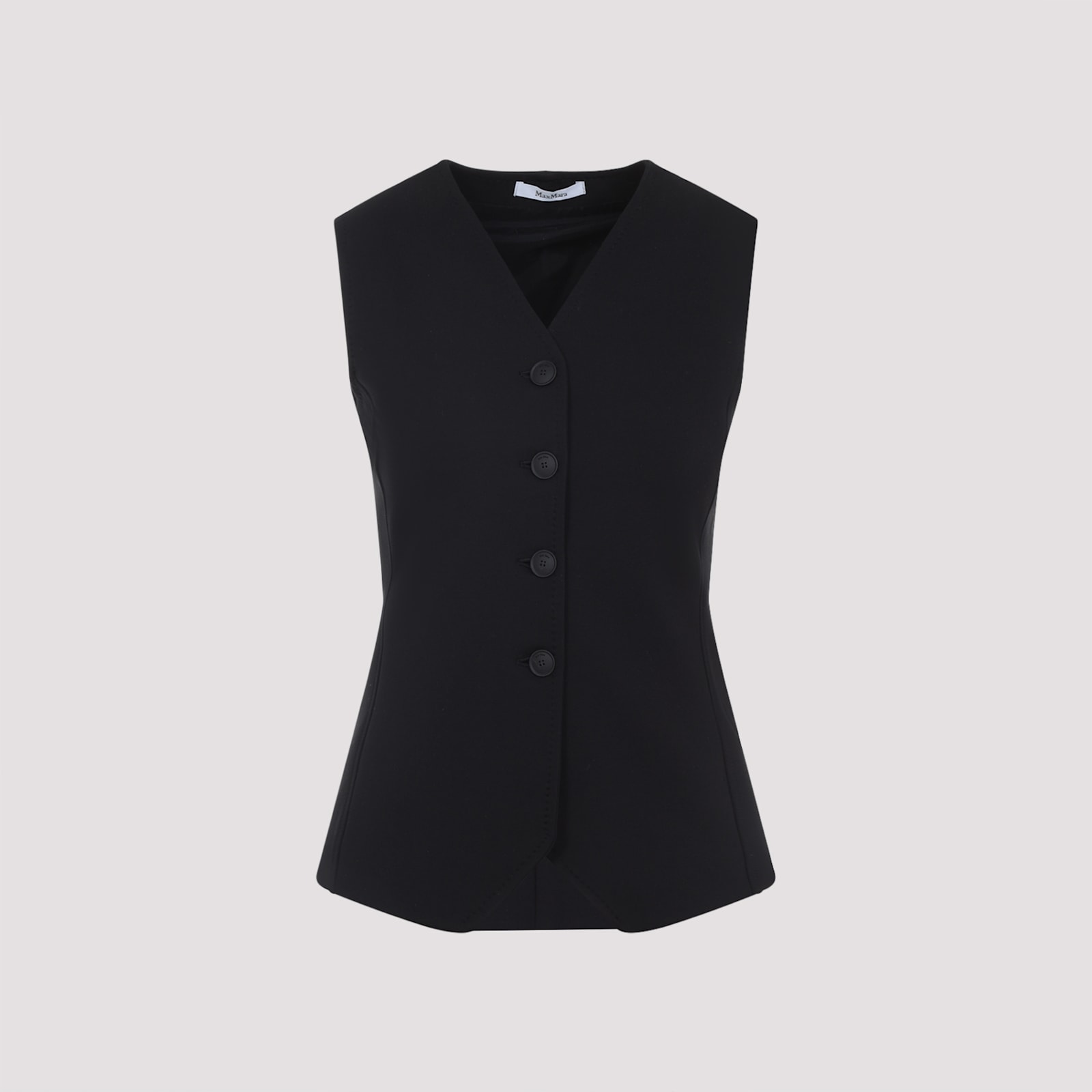 Max Mara Fornovo Sleeveless V-neck Tailored Gilet In Black