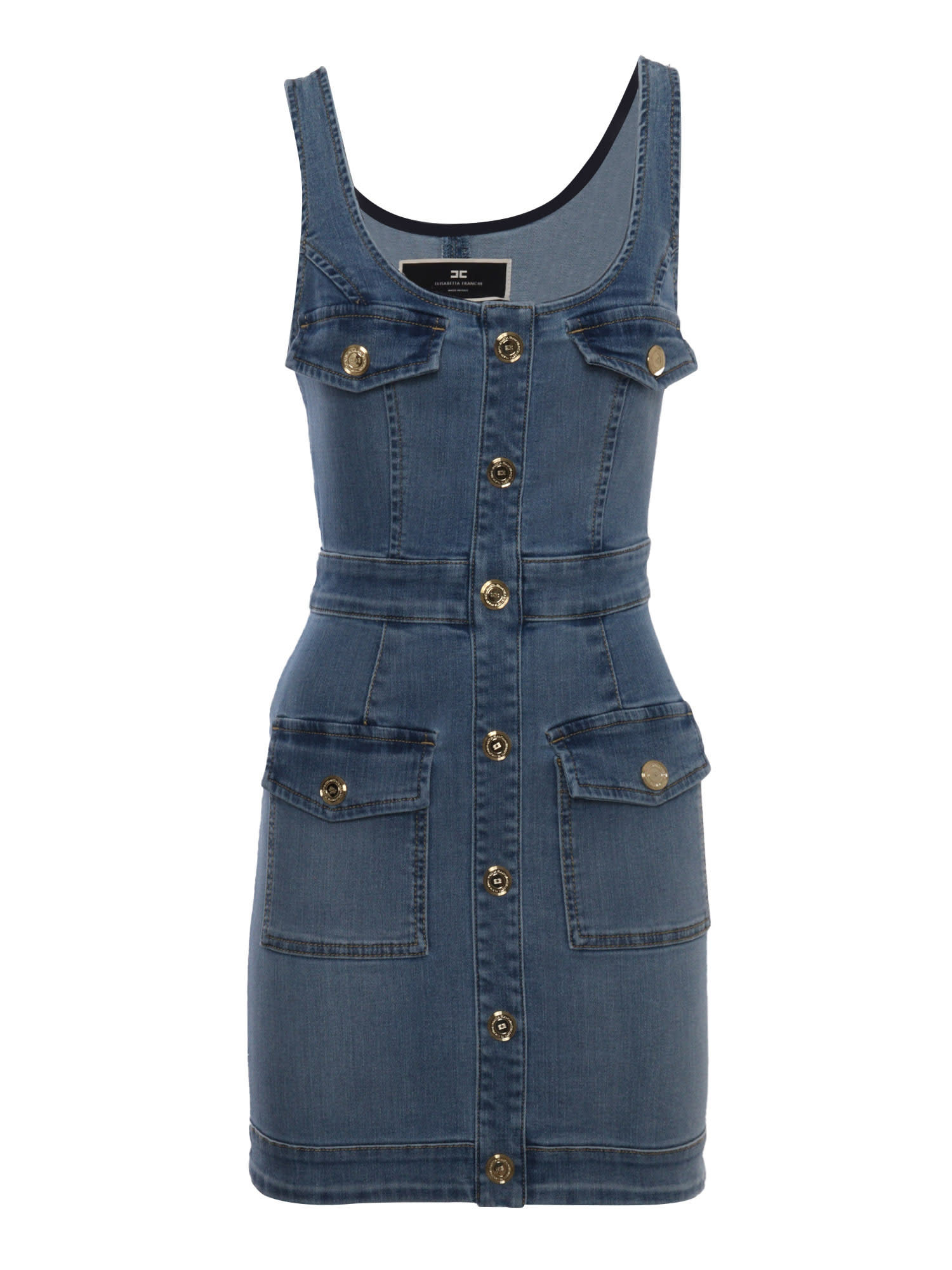 Shop Elisabetta Franchi Denim Dress In Light Blue