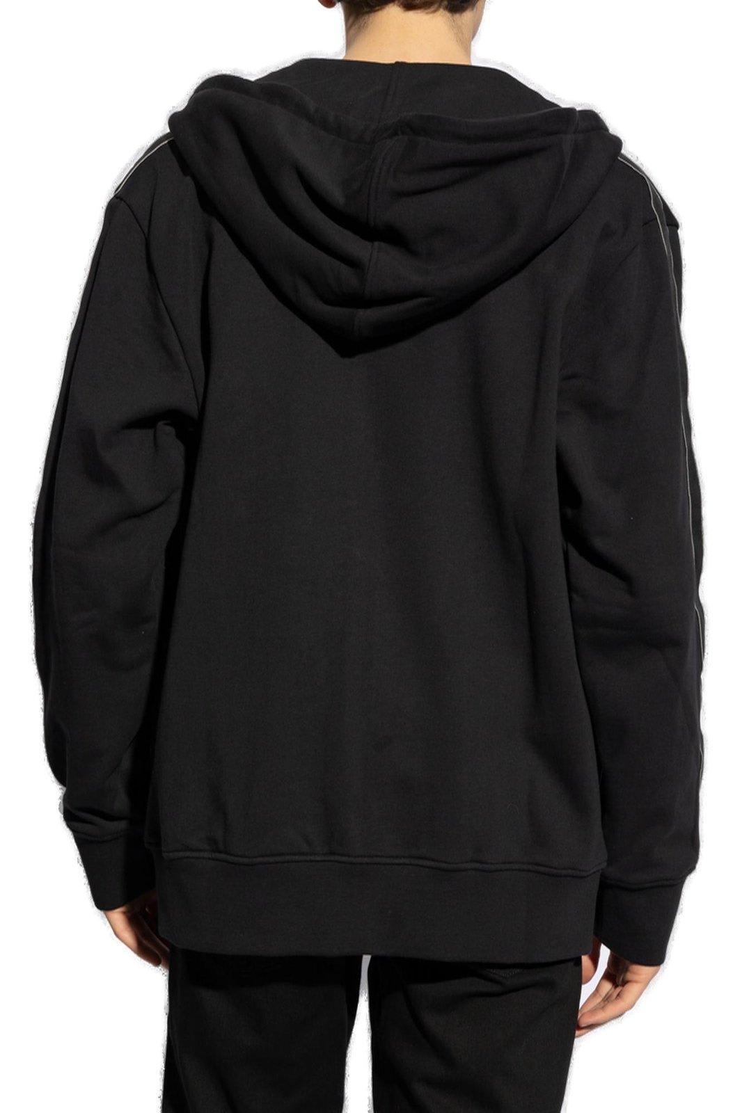 Shop Alexander Mcqueen Drawstring Zip Up Hoodie In Black