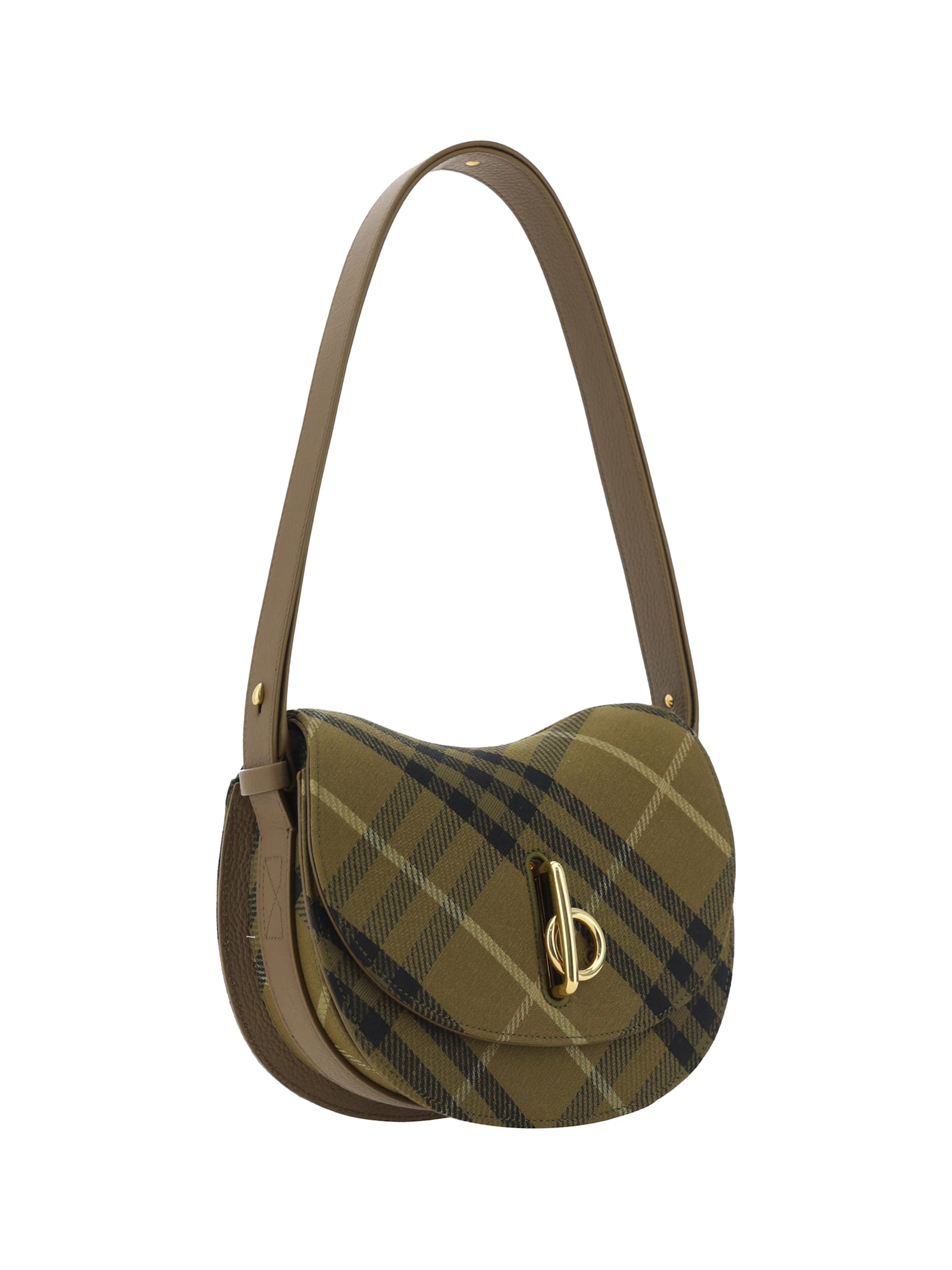 Shop Burberry Rocking Horse Shoulder Bag In Furrow Ip Check