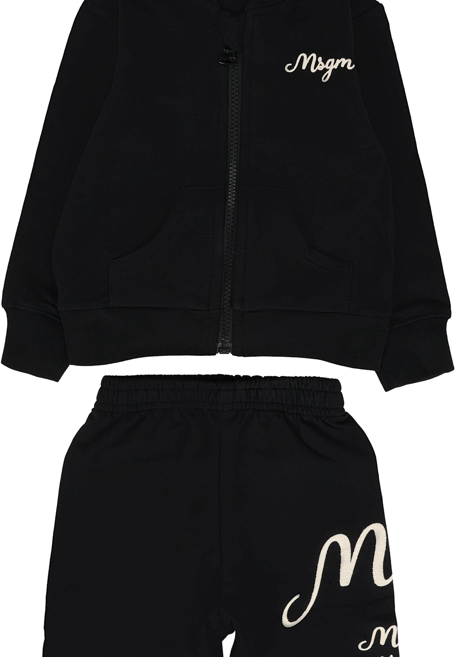 Msgm Black Set For Baby Boy With White Logo In Black