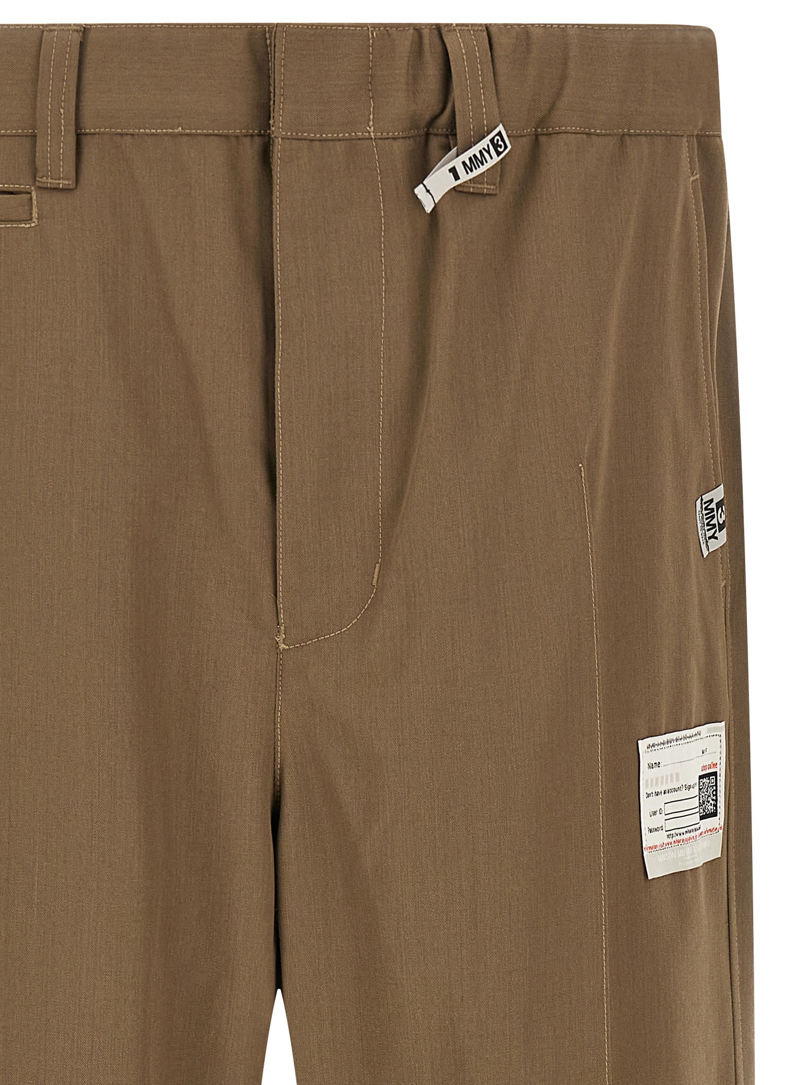 Miharayasuhiro Mix Layered Wool Gabardine Pants In Brown