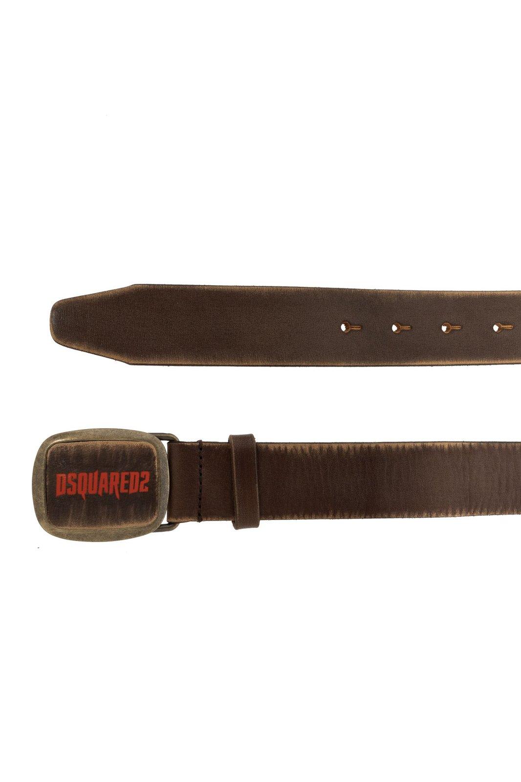 Shop Dsquared2 Logo Buckle Vintage Belt In Brown