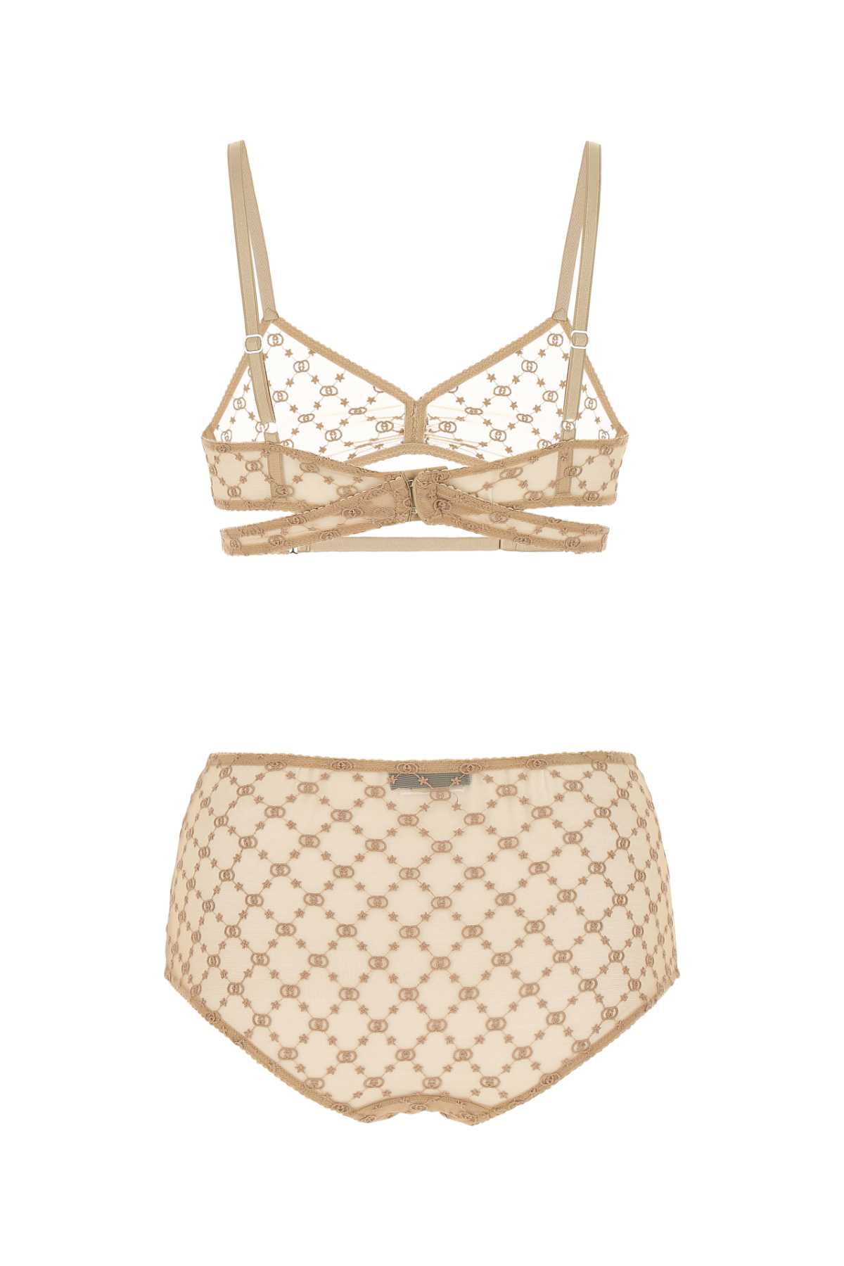 Gucci Beige Mesh Underwear Set In 6851