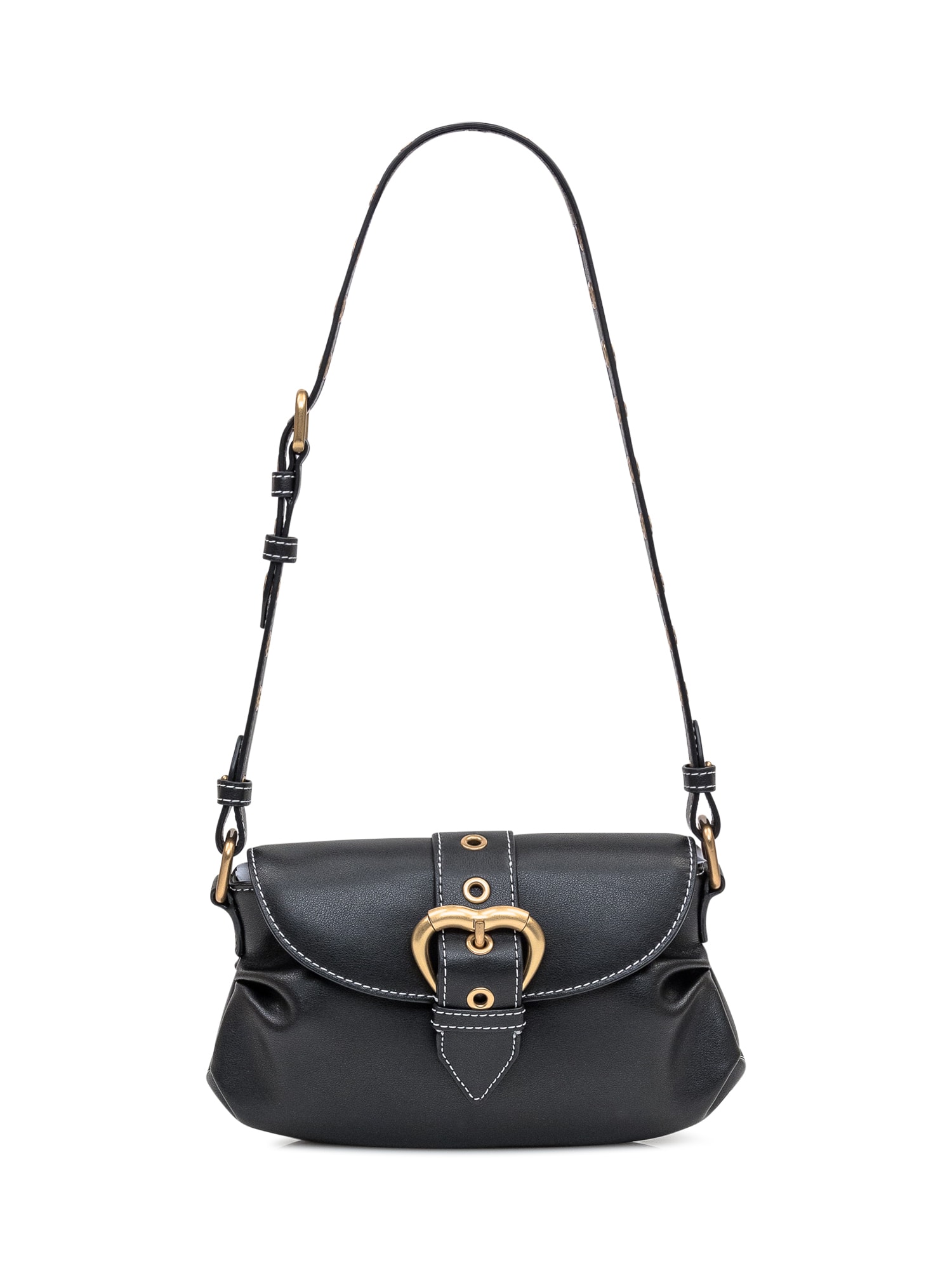 Shop Pinko Jolene Shoulder Mini Bag In Nero Antiqque Gold