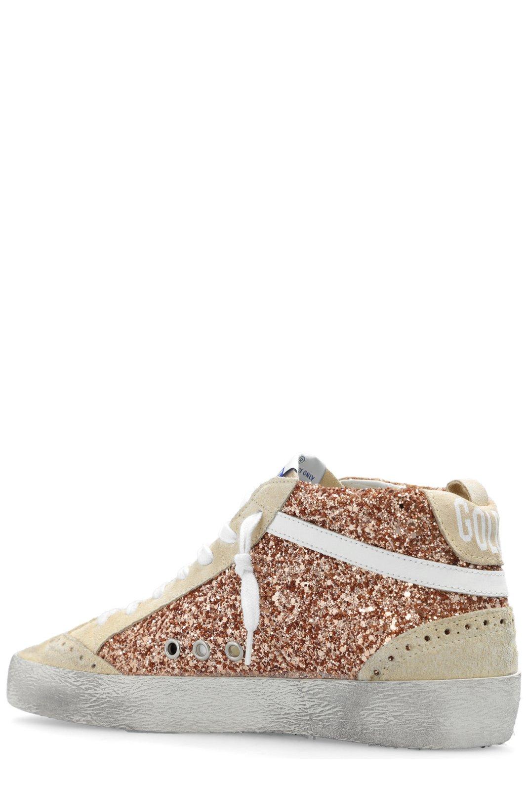 Shop Golden Goose Mid Star High-top Glittered Sneakers In Pink