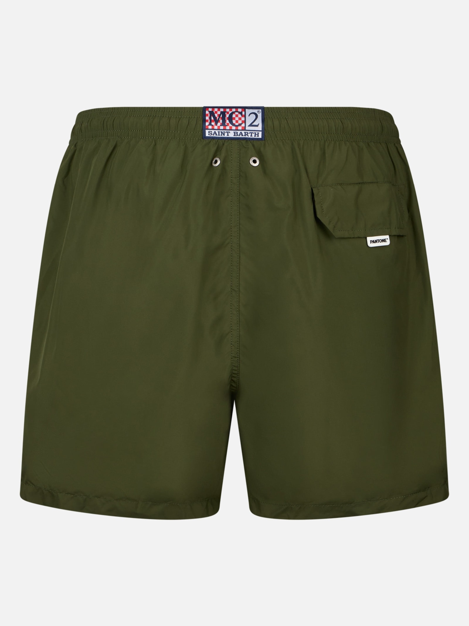 Shop Mc2 Saint Barth Man Lightweight Fabric Military Green Swim Shorts Lighting Pantone Pantone® Special Edition