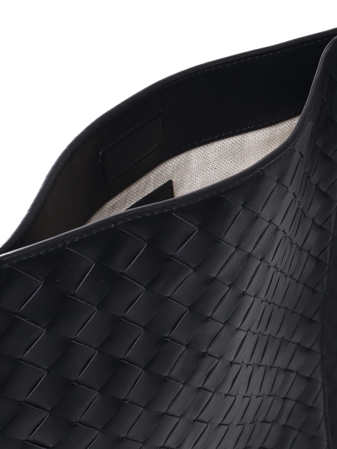 Shop Bottega Veneta Large Flat Ring Bag In Black