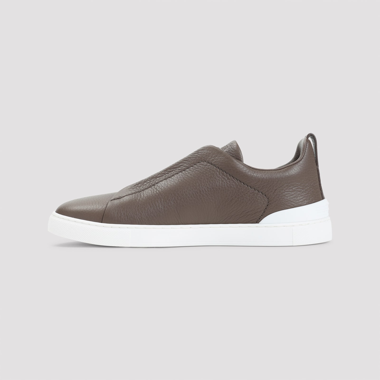 Zegna Triple Stitch Low-top Sneakers In Brown