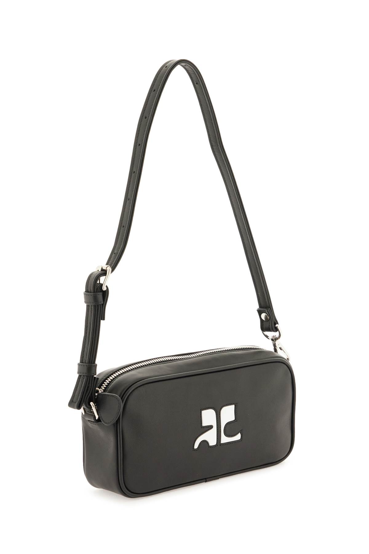 Courrèges Baguette Camera Cuir Shoulder Bag In Black Leather