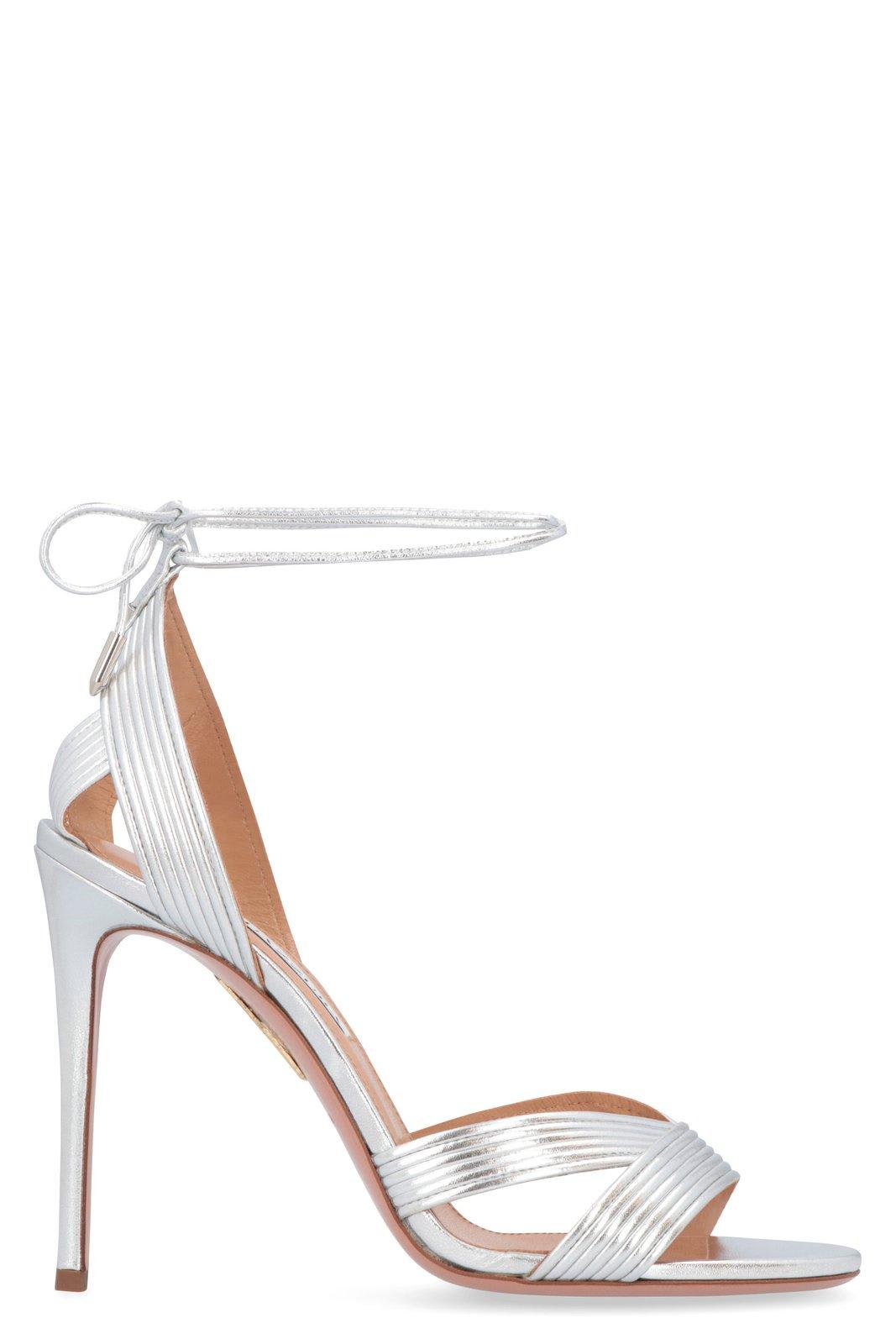 Metallic Effect Ankle Strap Sandals