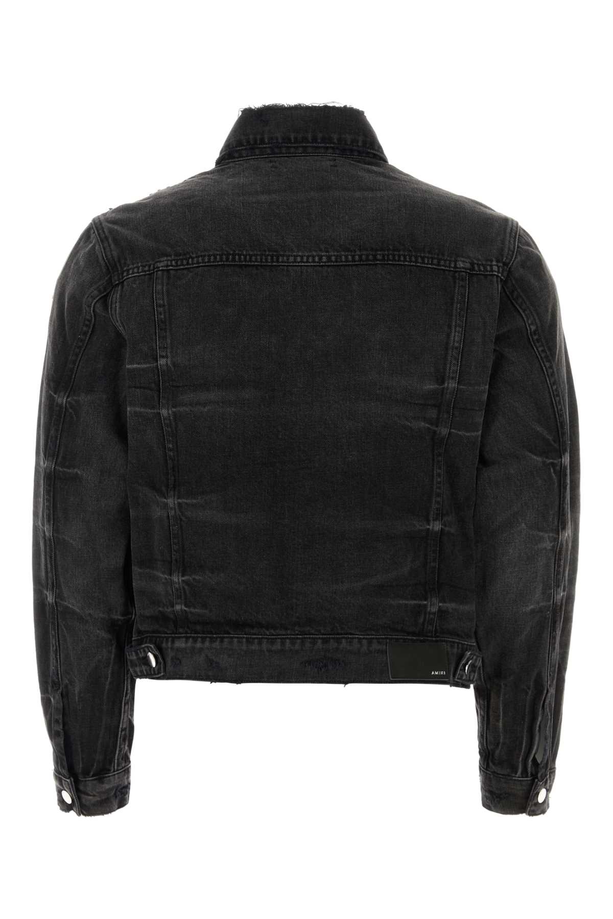 Shop Amiri Black Denim Jacket In Fadedblack