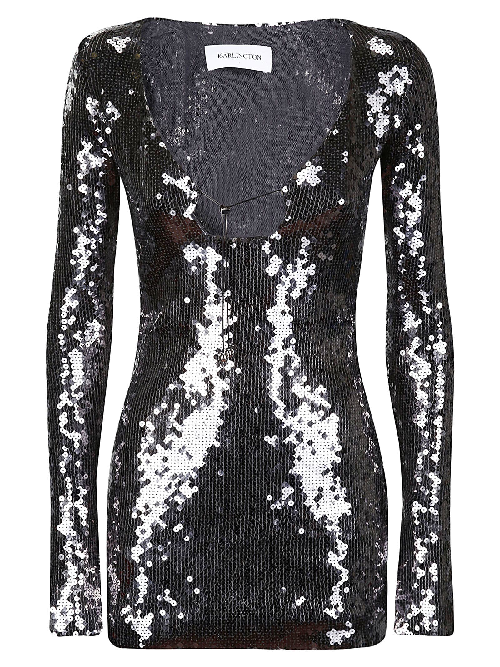 16arlington Solaria Sequined Tulle Mini Dress In Anthracite