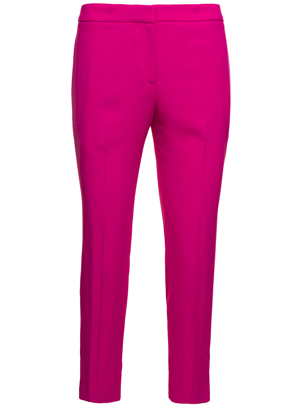 Alexander Mcqueen Fuchsia Cigarette Pants With Welt Pocket In Viscose Blend Woman In Rosa