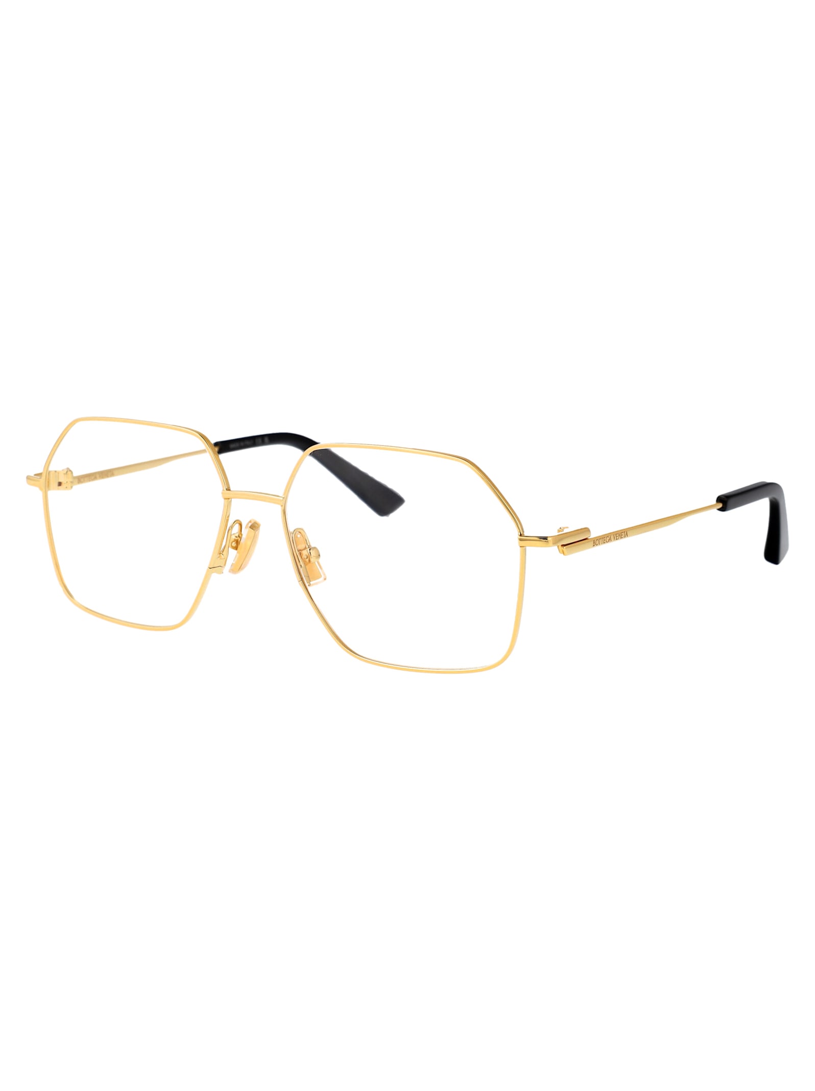 Bottega Veneta Bv1332o Glasses In Gold-gold-transparent