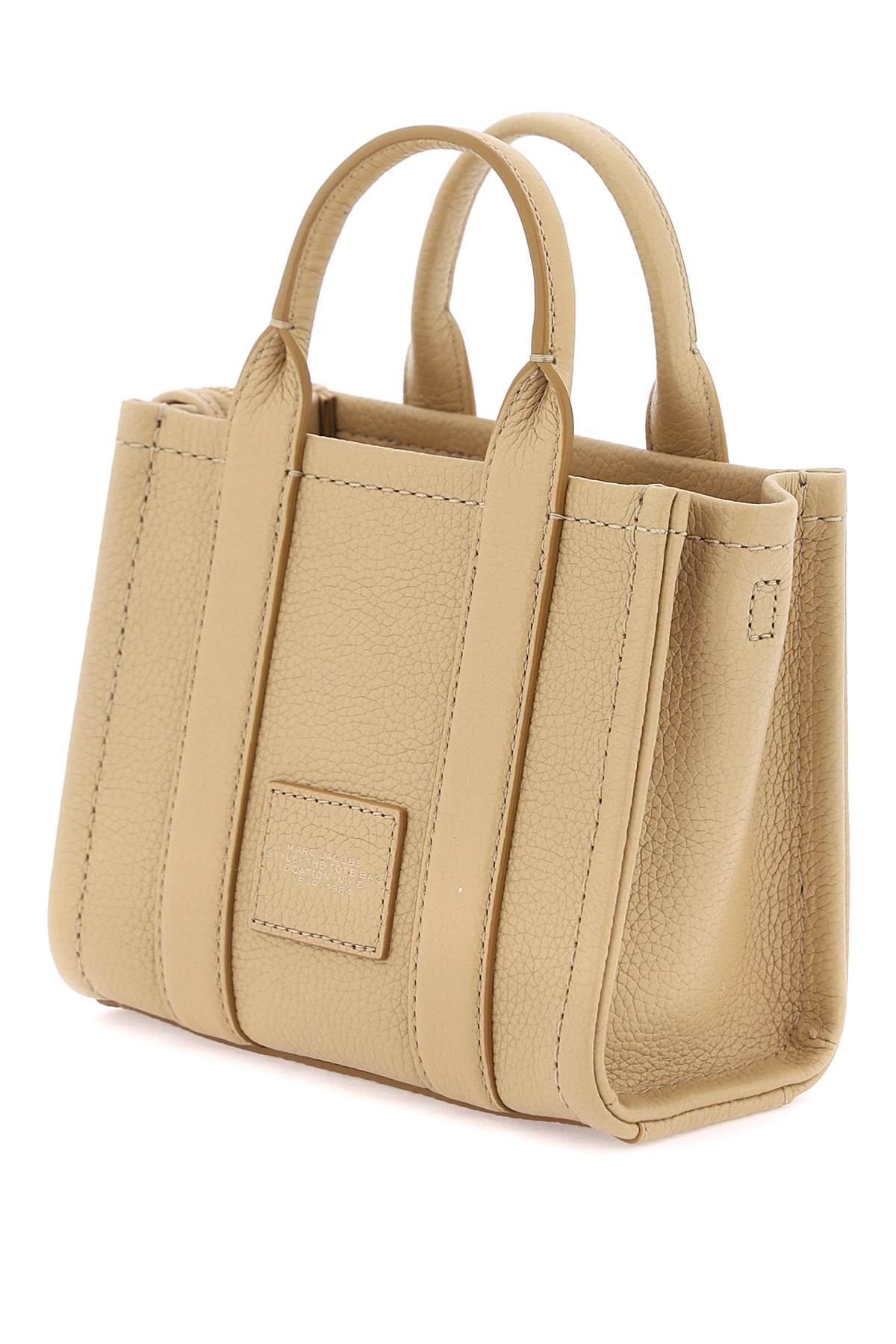 Shop Marc Jacobs The Leather Mini Tote Bag In Camel (beige)