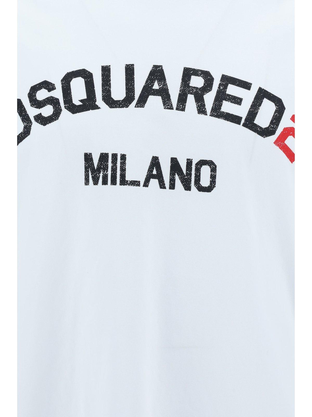 Shop Dsquared2 Logo Printed Crewneck T-shirt In White