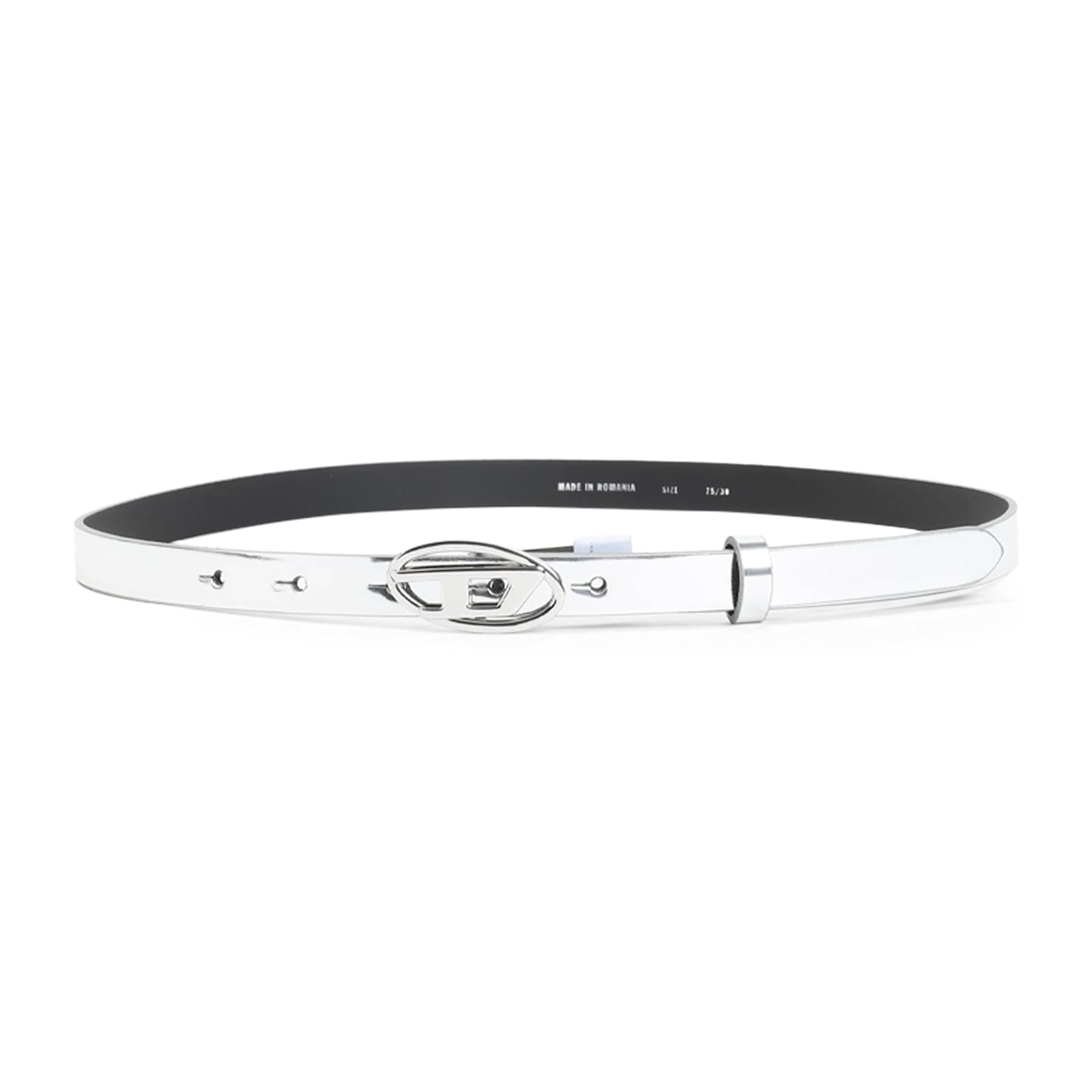 Diesel Adjustable Loop Belt Crafted Polyester Leather In Silver