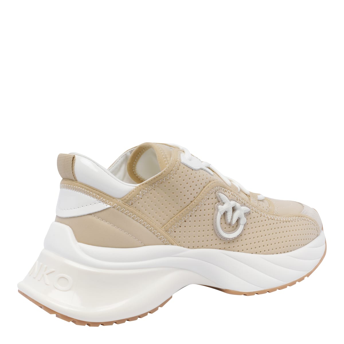 Pinko Sneakers Ariel Ajourées Avec Logo Love Birds In Beige