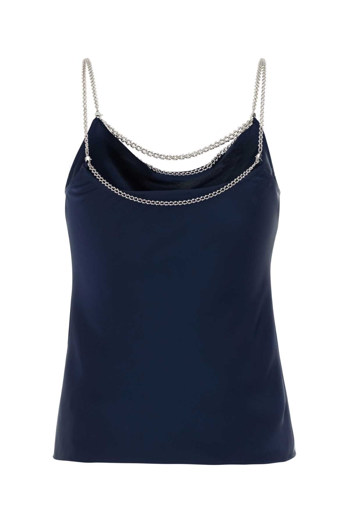 Shop Rabanne Blue Satin Tank Top In Deepnavy