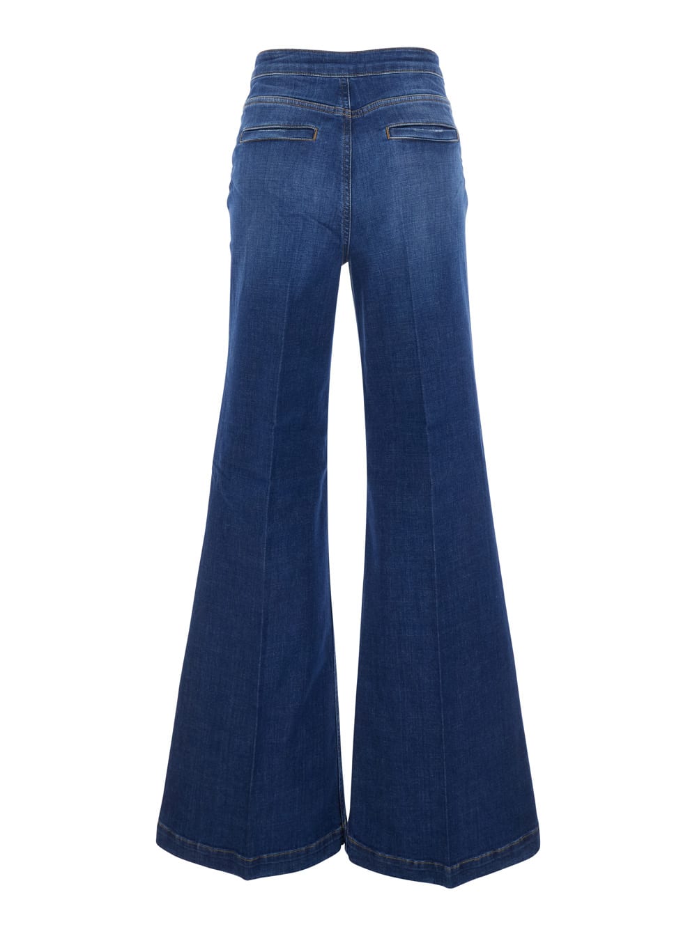 Shop Twinset Blue Jeans With Flare Design And Double Side Button Detailing In Cotton Woman