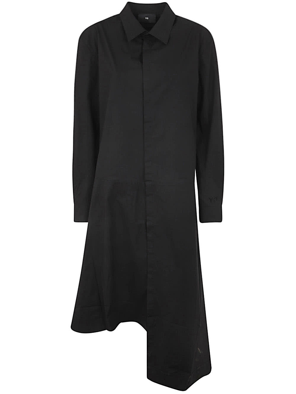 Shop Y-3 Long Sleeves Polo Neck Midi Dress In Black