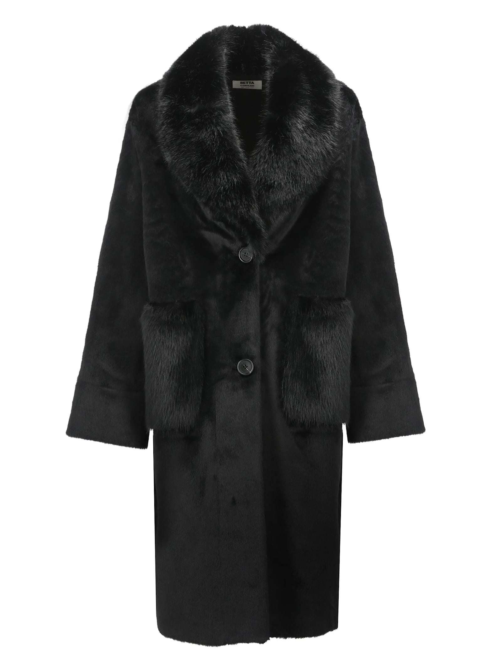 Shop Betta Corradi Faux Fur Coat In Black