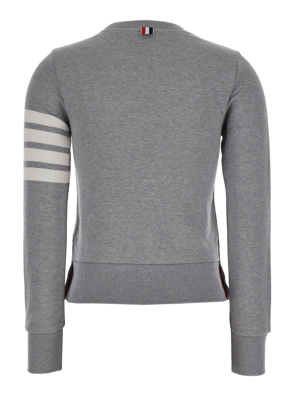 Shop Thom Browne Grey Crewneck Sweatshirt With 4-bar Maxi Logo On The Sleeve In Cotton Woman