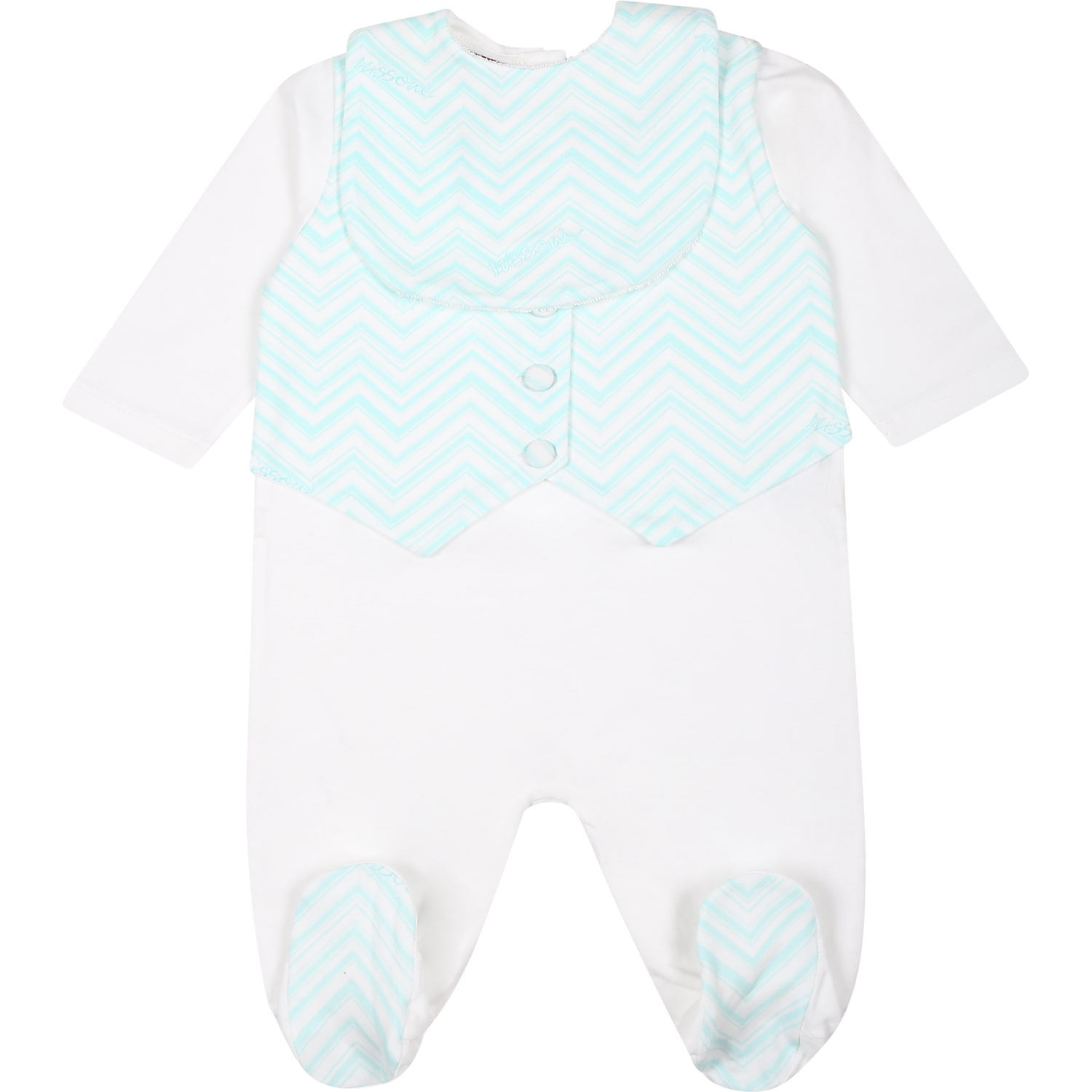 Missoni White Serfor Baby Boy With Chevron Pattern In White