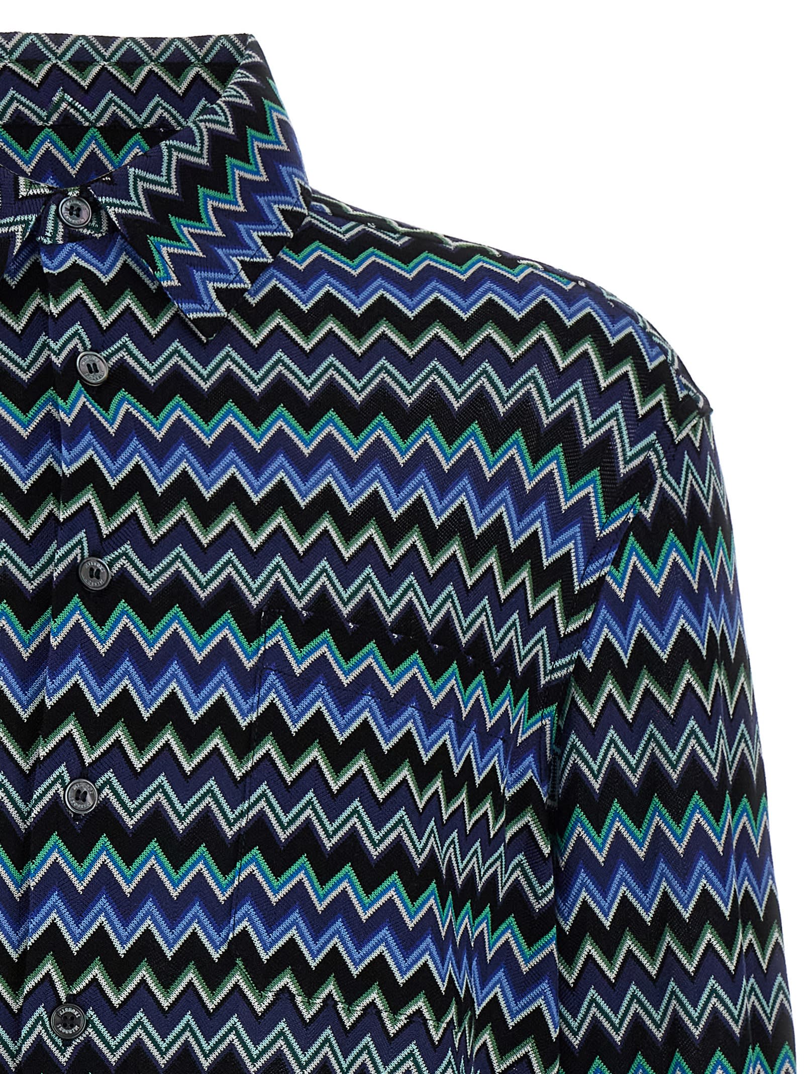 Missoni Zick-zack-hemd Aus Baumwolle Mit Brusttasche In Multicolor