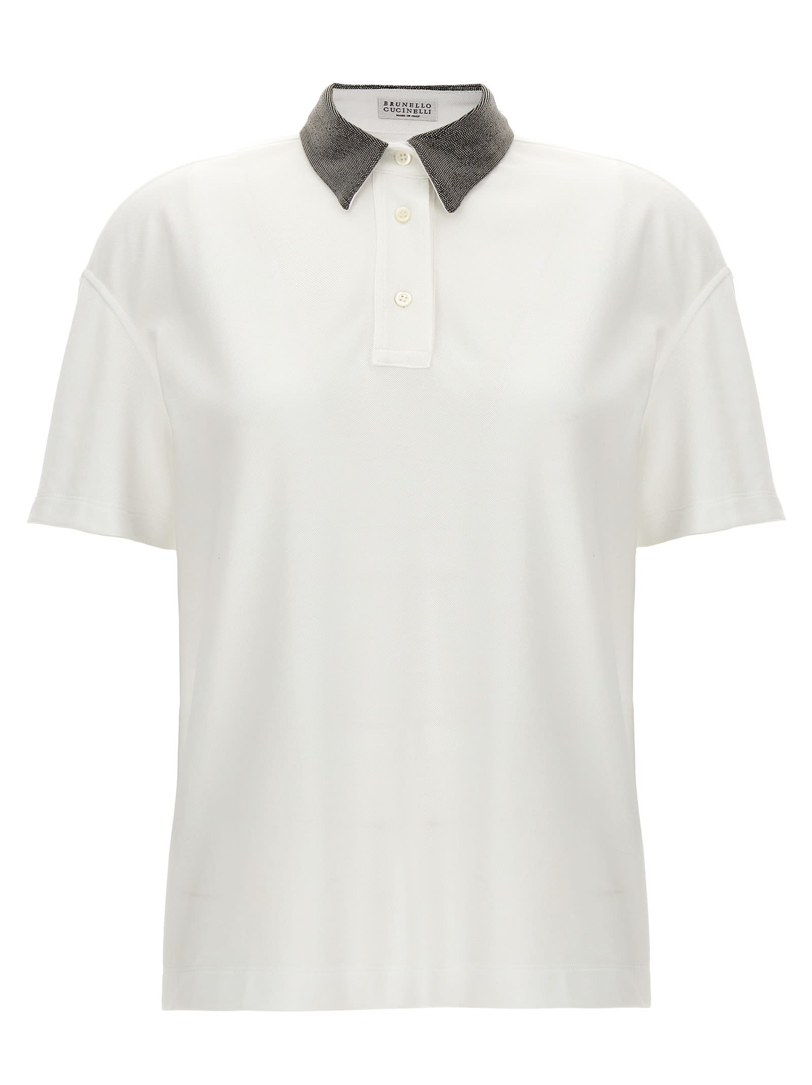 Shop Brunello Cucinelli Monile Polo Shirt In White