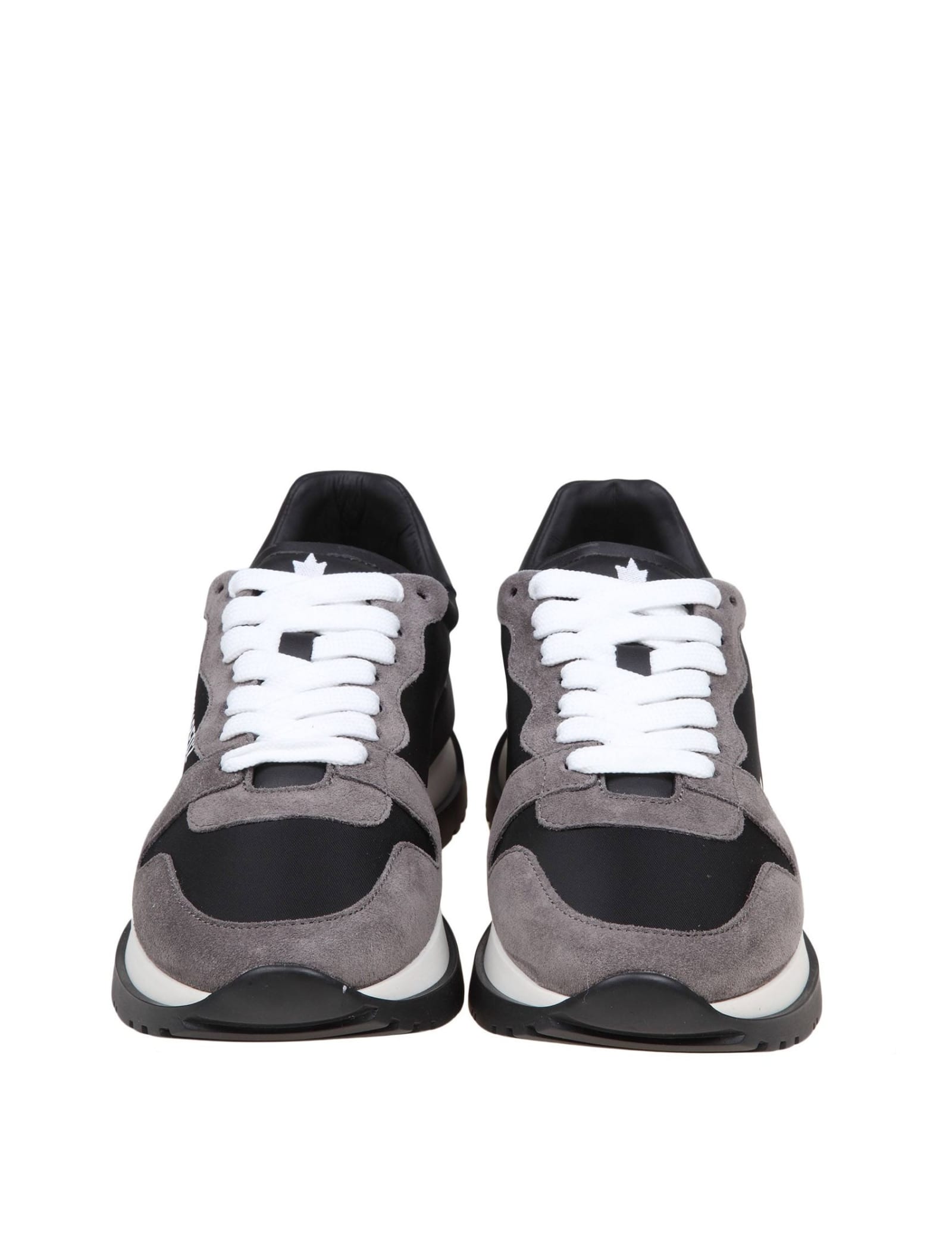 Shop Dsquared2 Suede And Nylon Running Sneakers With Logo In Black /white