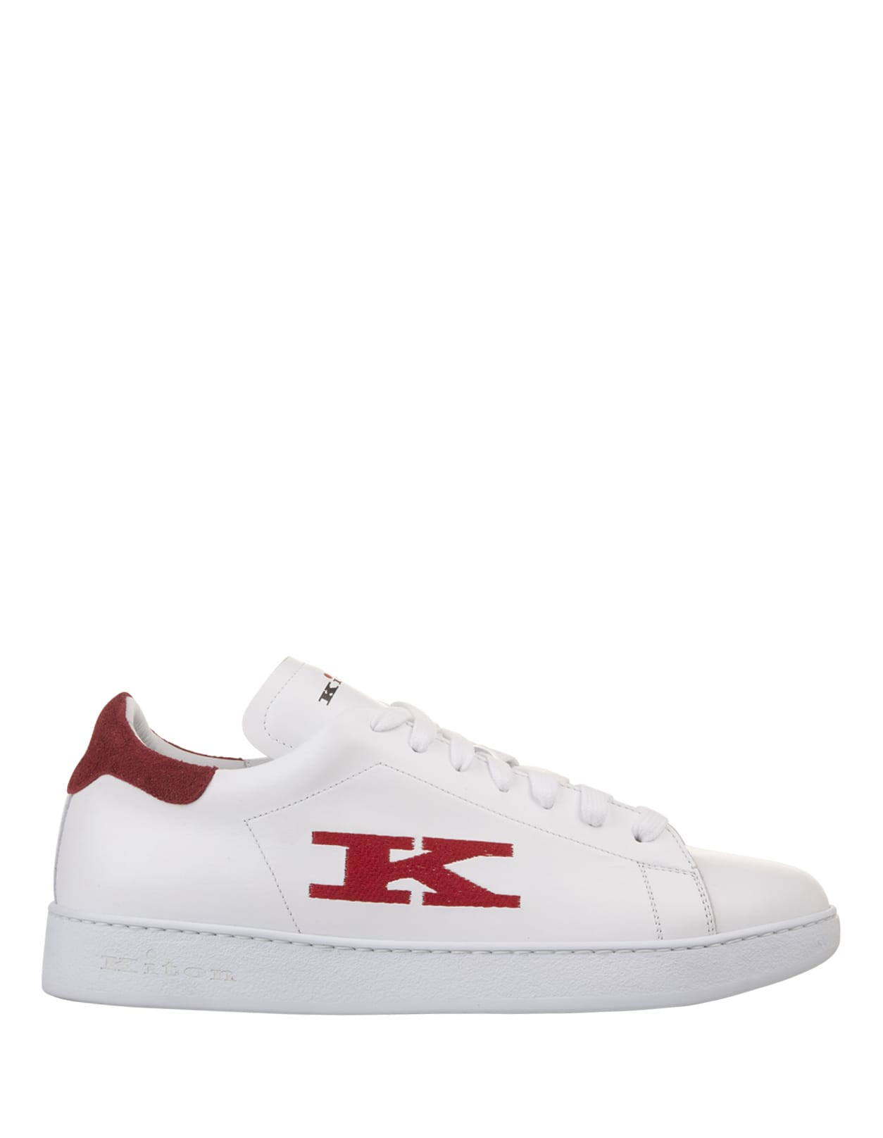 White And Red Sneakers With Logo