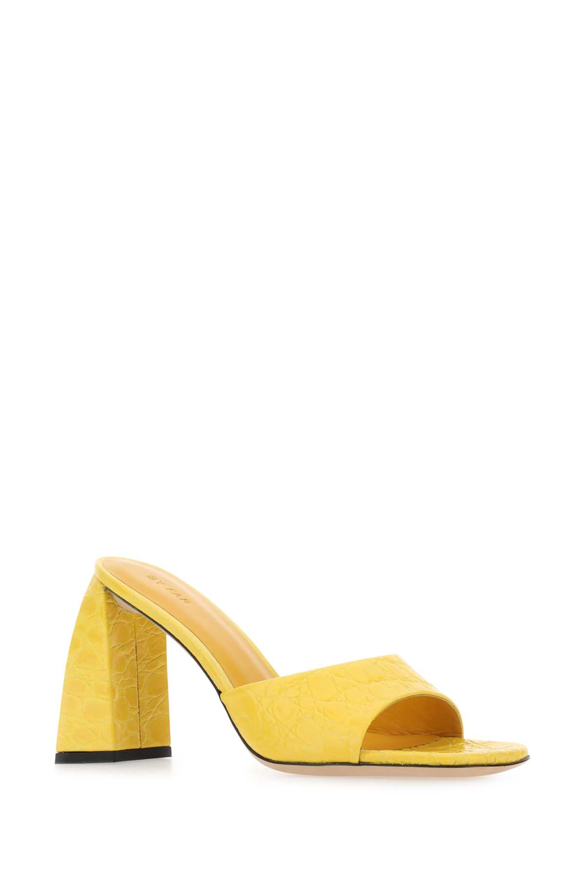 Shop By Far Yellow Leather Michele Mules