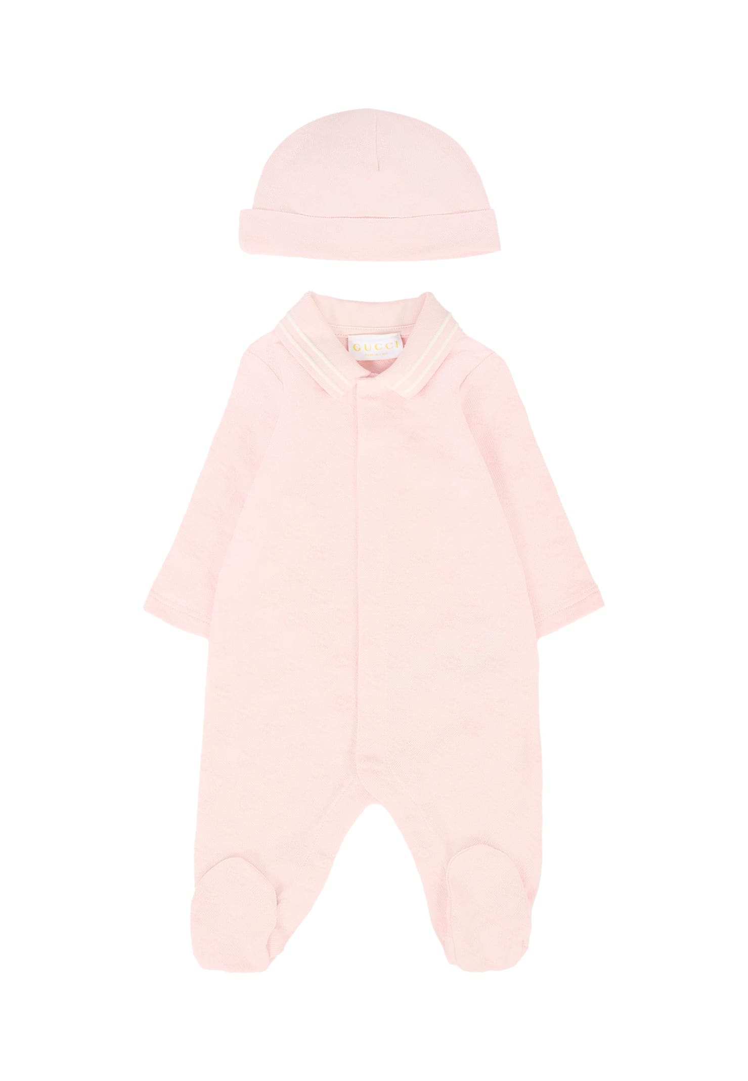 Gucci Pink Set For Baby Girl With Gg Motif In Pink
